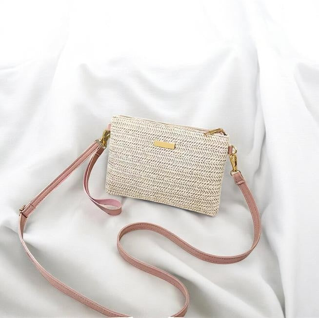 Sac bandoulière en paille tressée – Style vacances luxe – 5 coloris