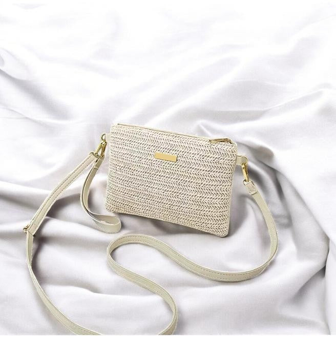 Sac bandoulière en paille tressée – Style vacances luxe – 5 coloris
