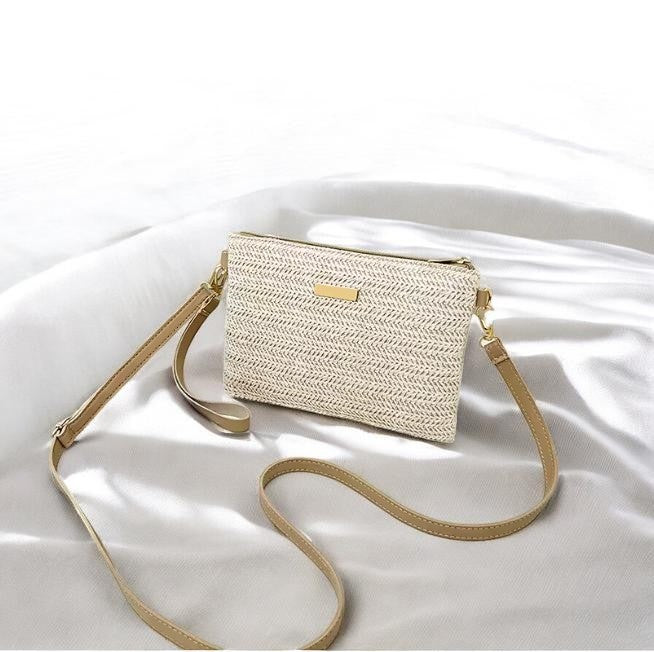 Sac bandoulière en paille tressée – Style vacances luxe – 5 coloris