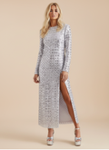 Robe de soirée longues - manches longues - Asos - 34 - Lilas/argent - Neuf avec étiquette