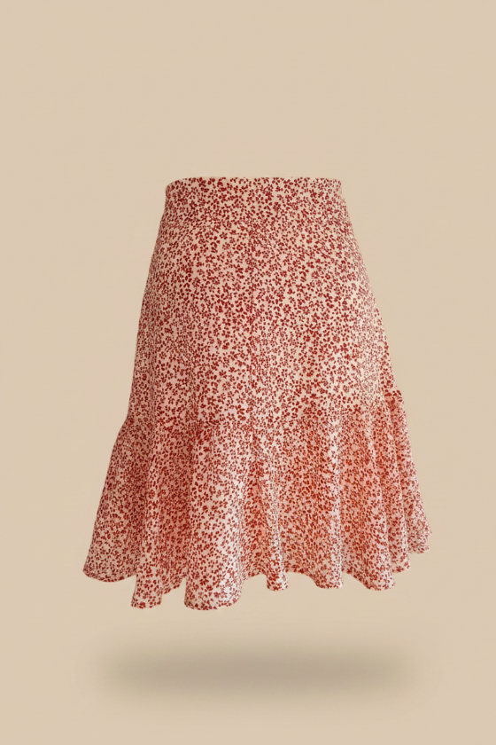Mini-jupe fleurie rouge — Camaïeu — Taille 40