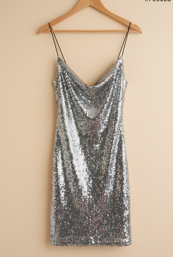 Robe Mini Sequins Argentés Mango – Bretelles Fines | Taille S | Seconde Main