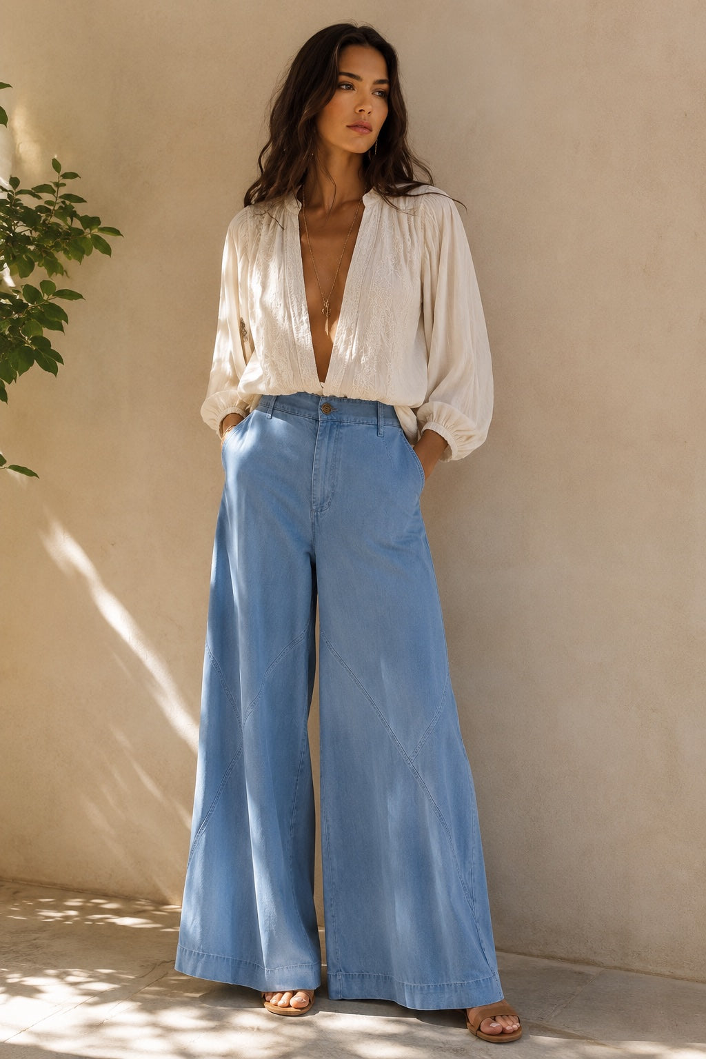 Pantalon Wide Leg Tailleur de créateur Robert Rodriguez – Taille L (42/44 FR) | Seconde Main