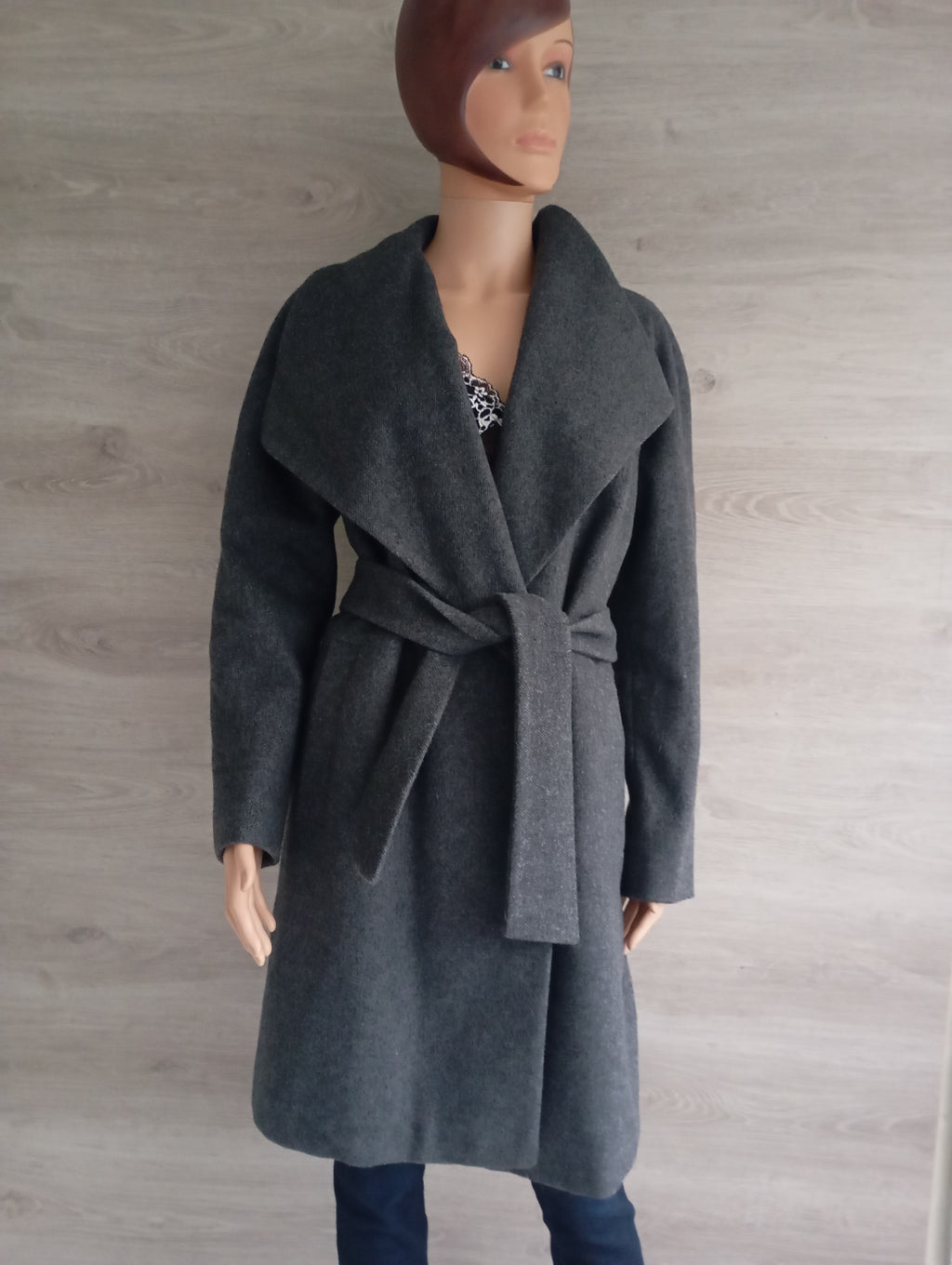 Manteau Long Femme avec ceinture - Gris Laine – Taifun