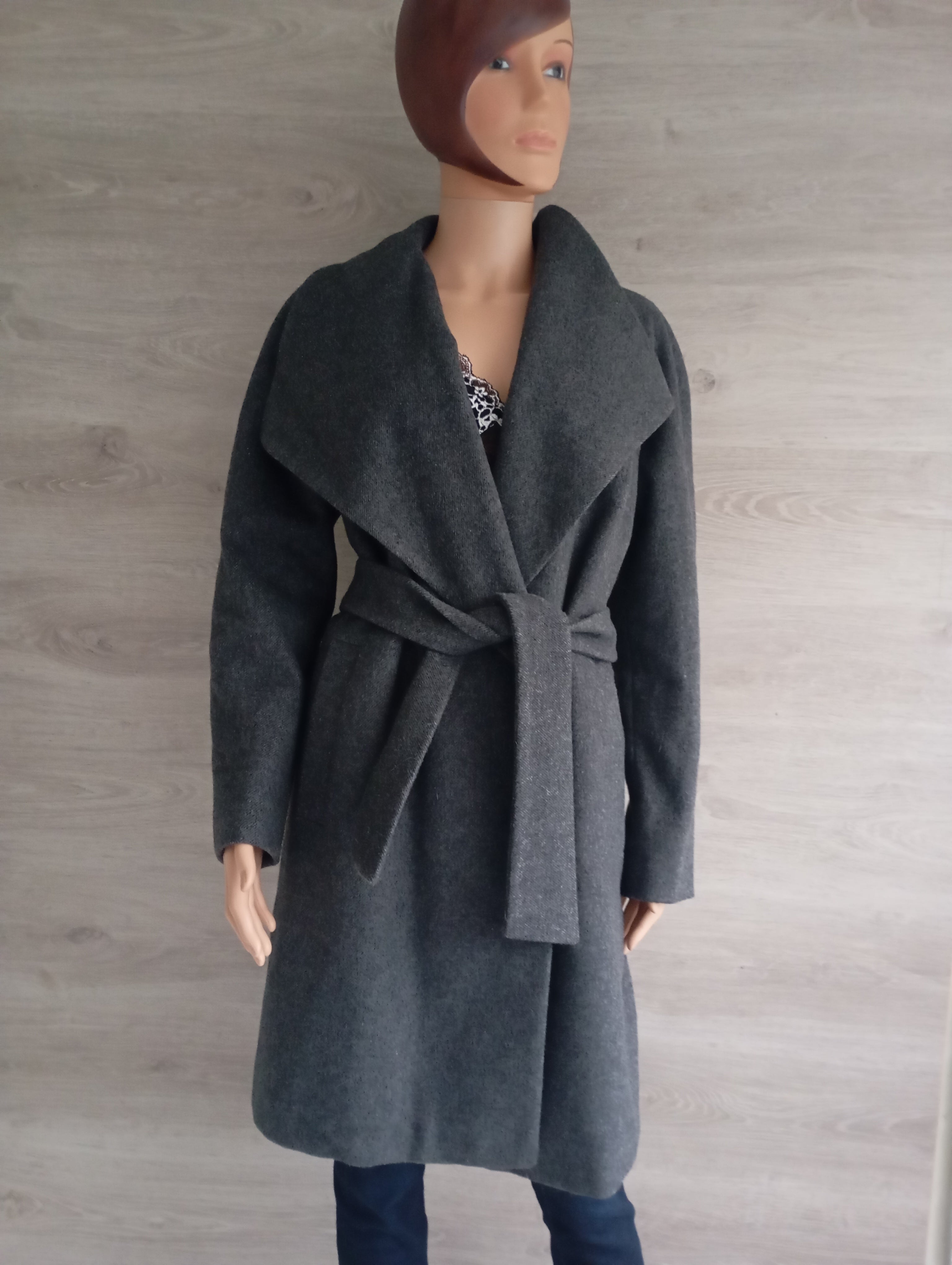 Manteau Long Femme avec ceinture - Gris Laine – Taifun