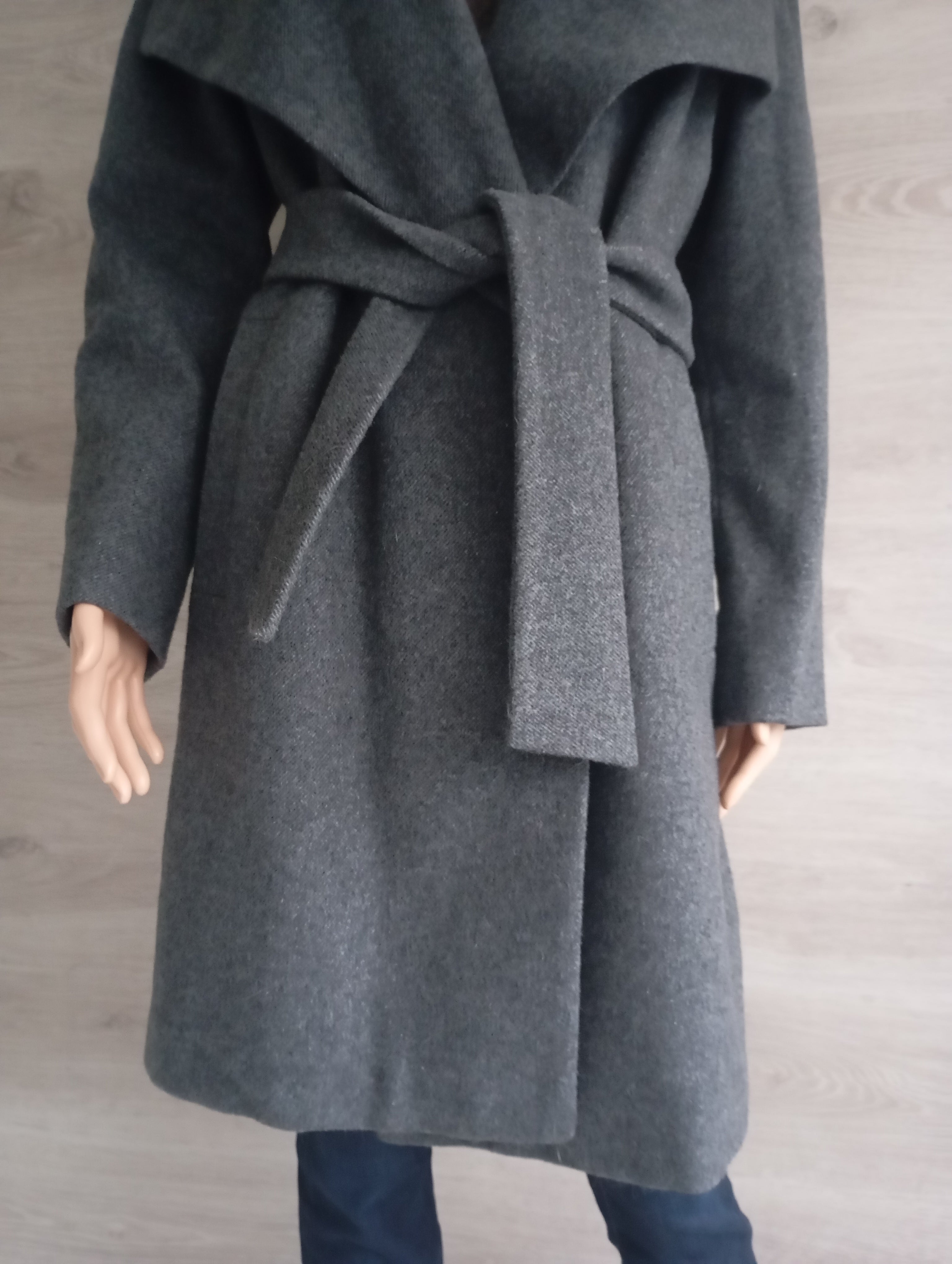 Manteau Long Femme avec ceinture - Gris Laine – Taifun