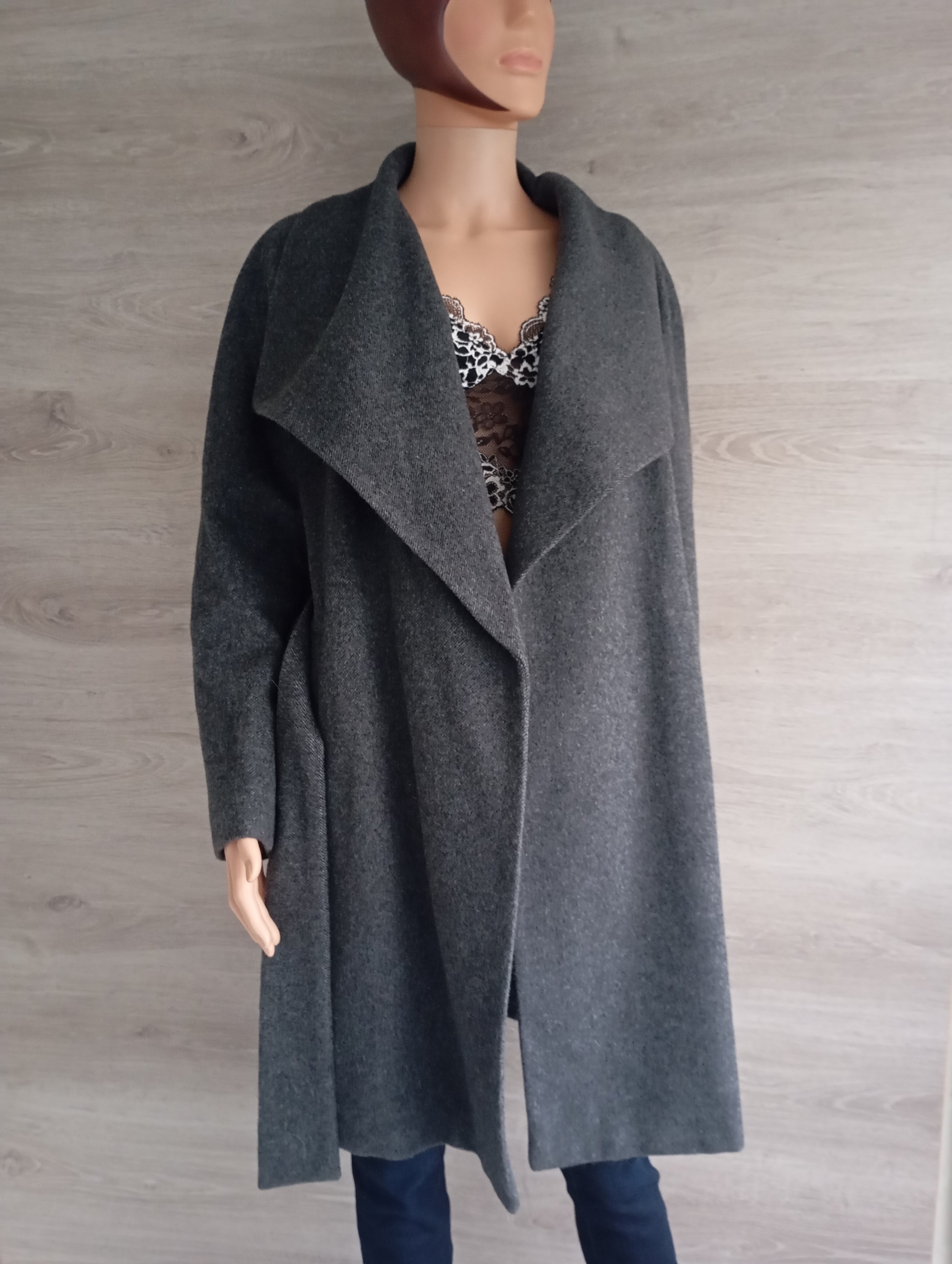 Manteau Long Femme avec ceinture - Gris Laine – Taifun
