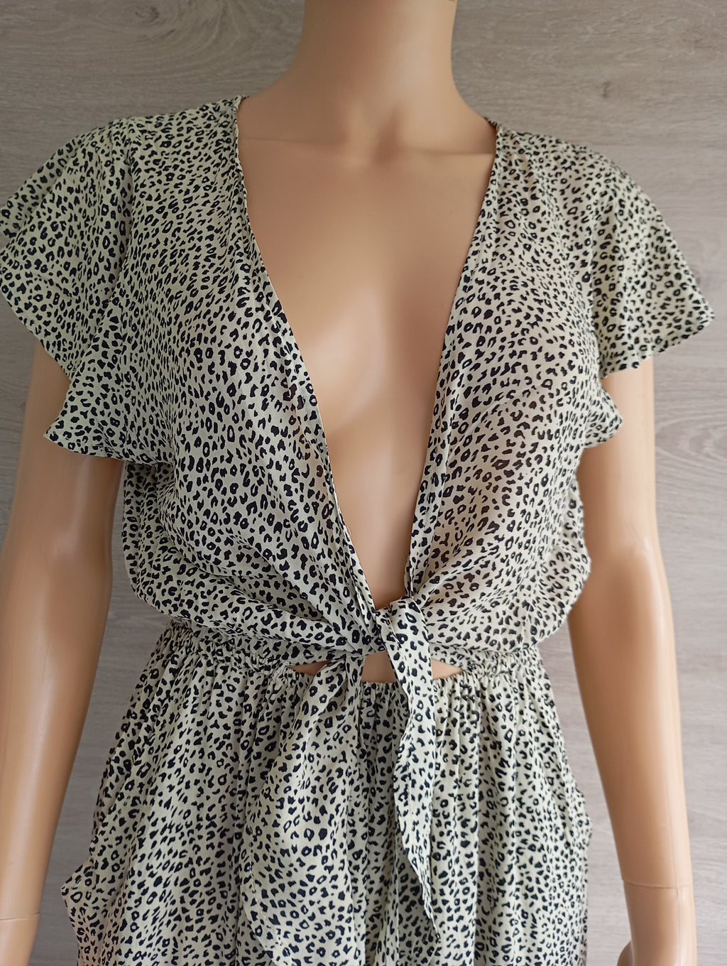 Robe Courte Imprimé Léopard à Volants Brant – Neuve avec Étiquette Taille M/L