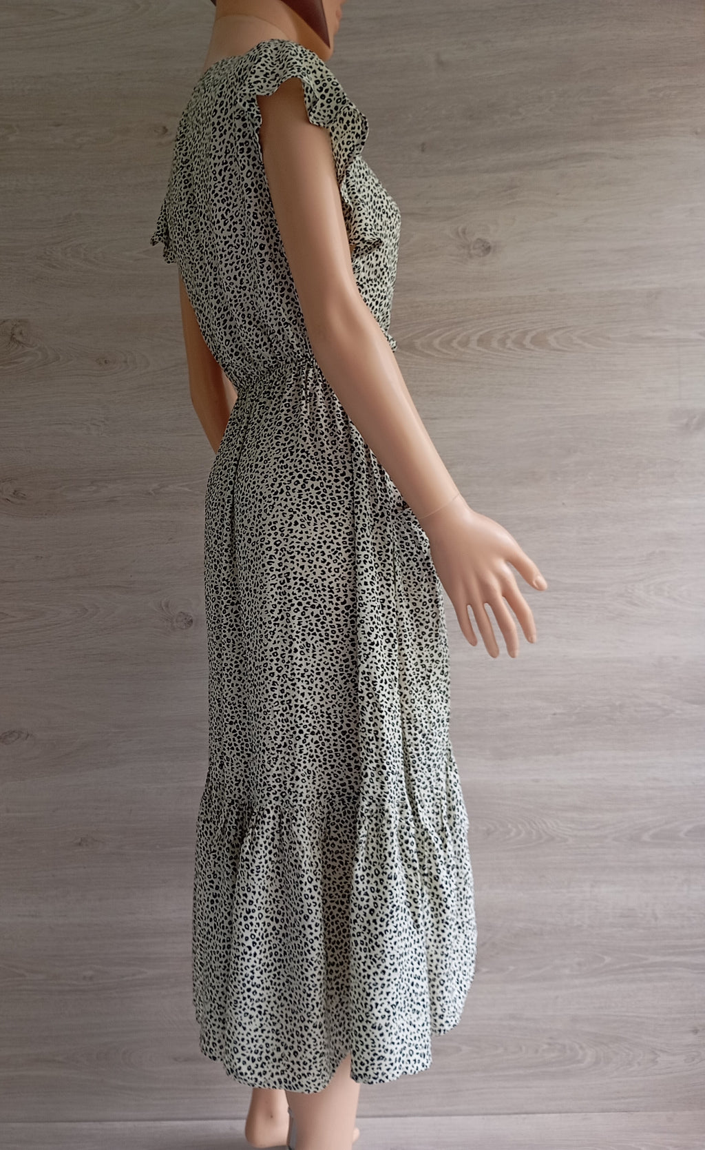 Robe Courte Imprimé Léopard à Volants Brant – Neuve avec Étiquette Taille M/L
