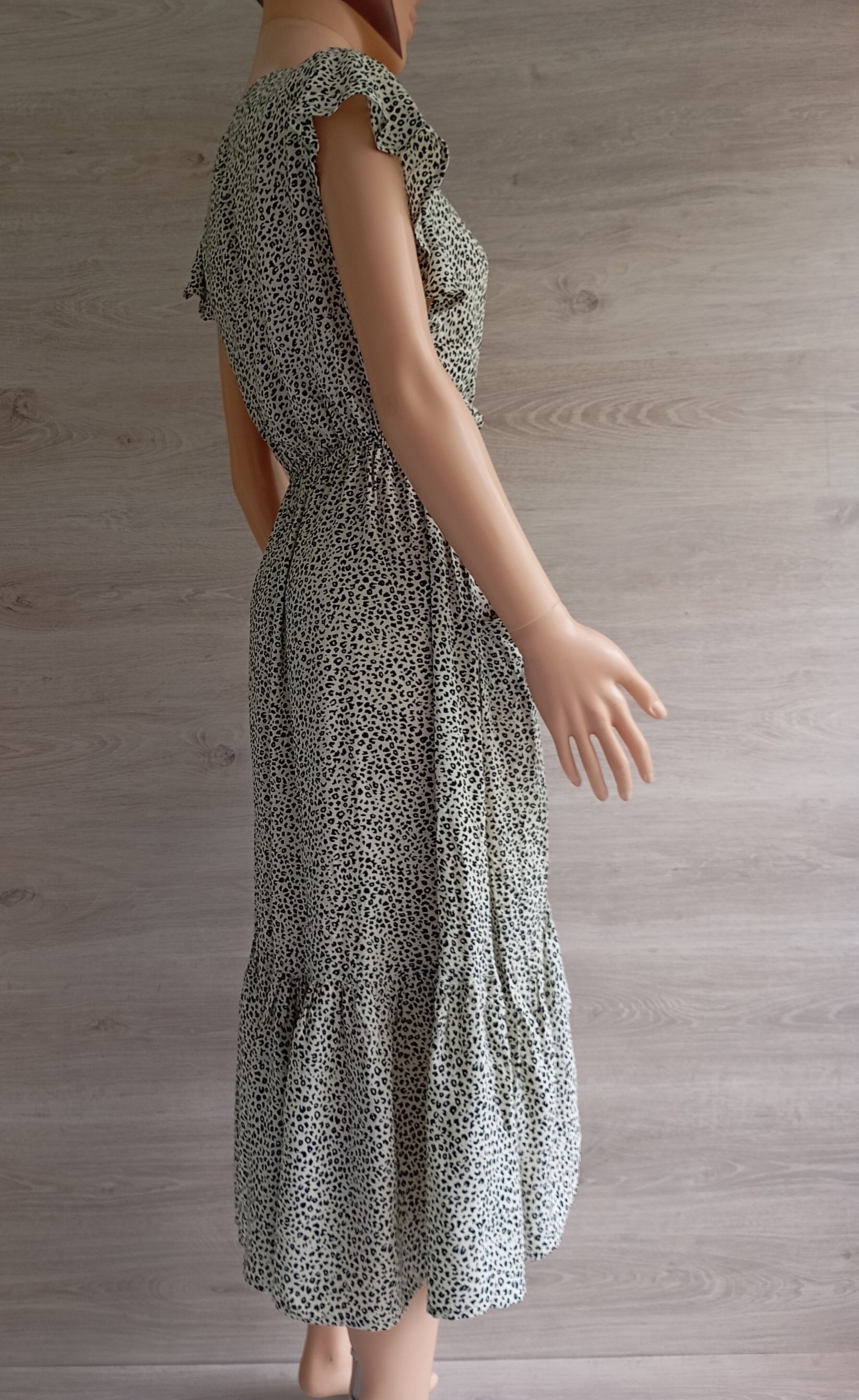 Robe Courte Imprimé Léopard à Volants Brant – Neuve avec Étiquette Taille M/L