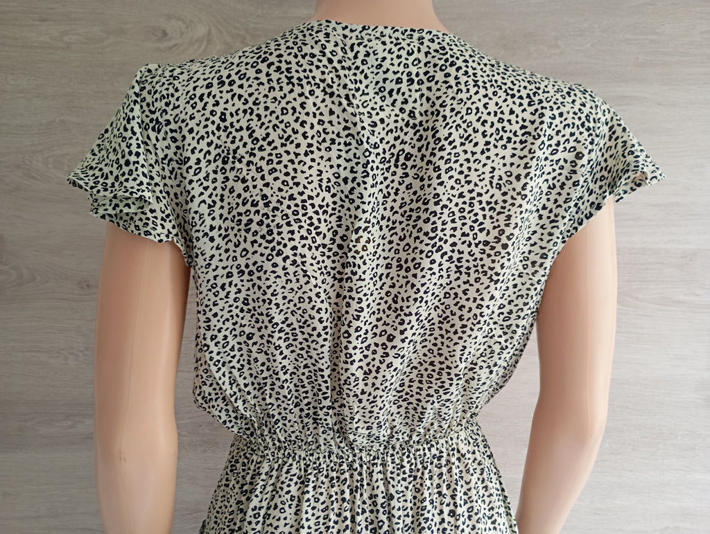 Robe Courte Imprimé Léopard à Volants Brant – Neuve avec Étiquette Taille M/L
