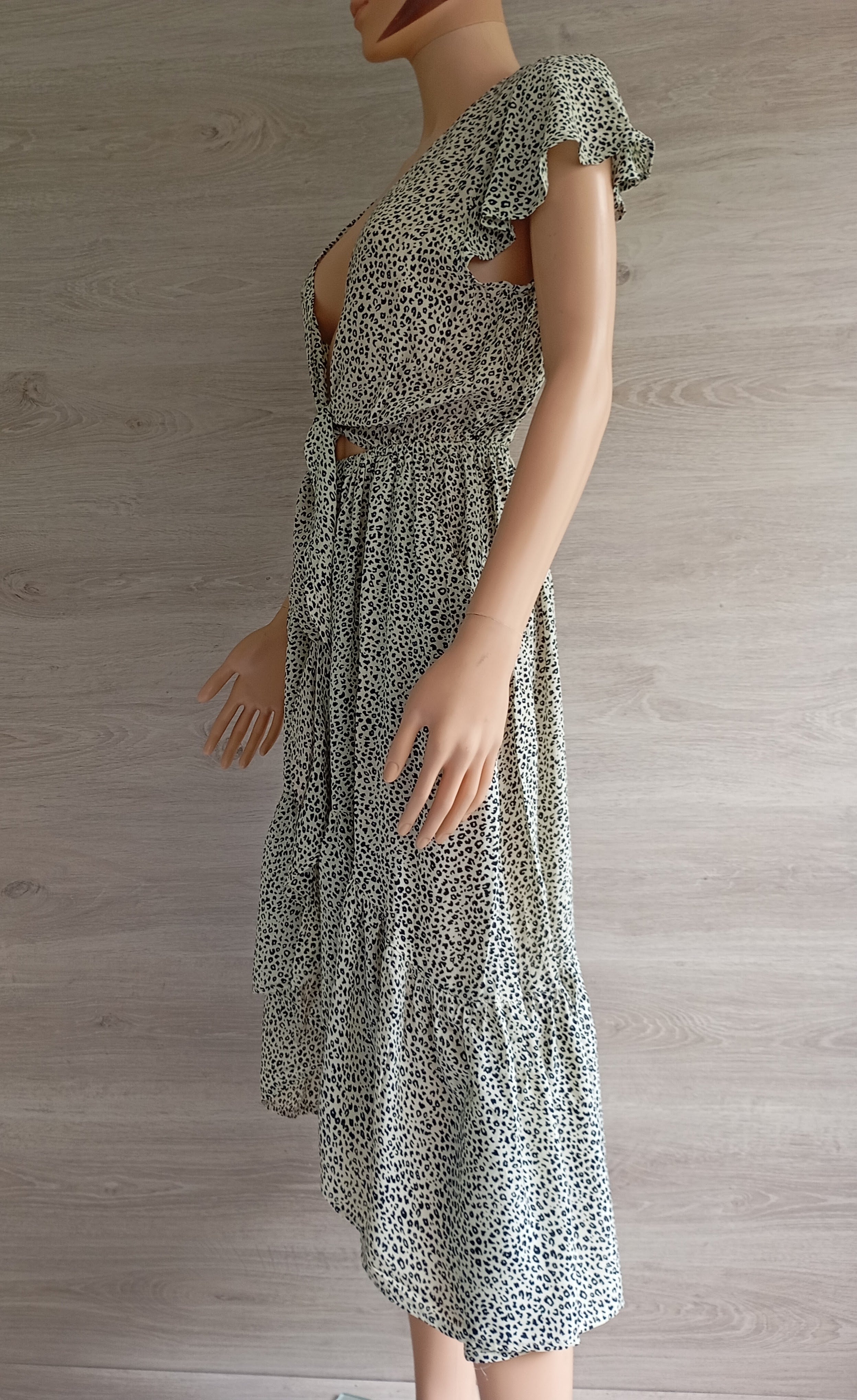 Robe Courte Imprimé Léopard à Volants Brant – Neuve avec Étiquette Taille M/L