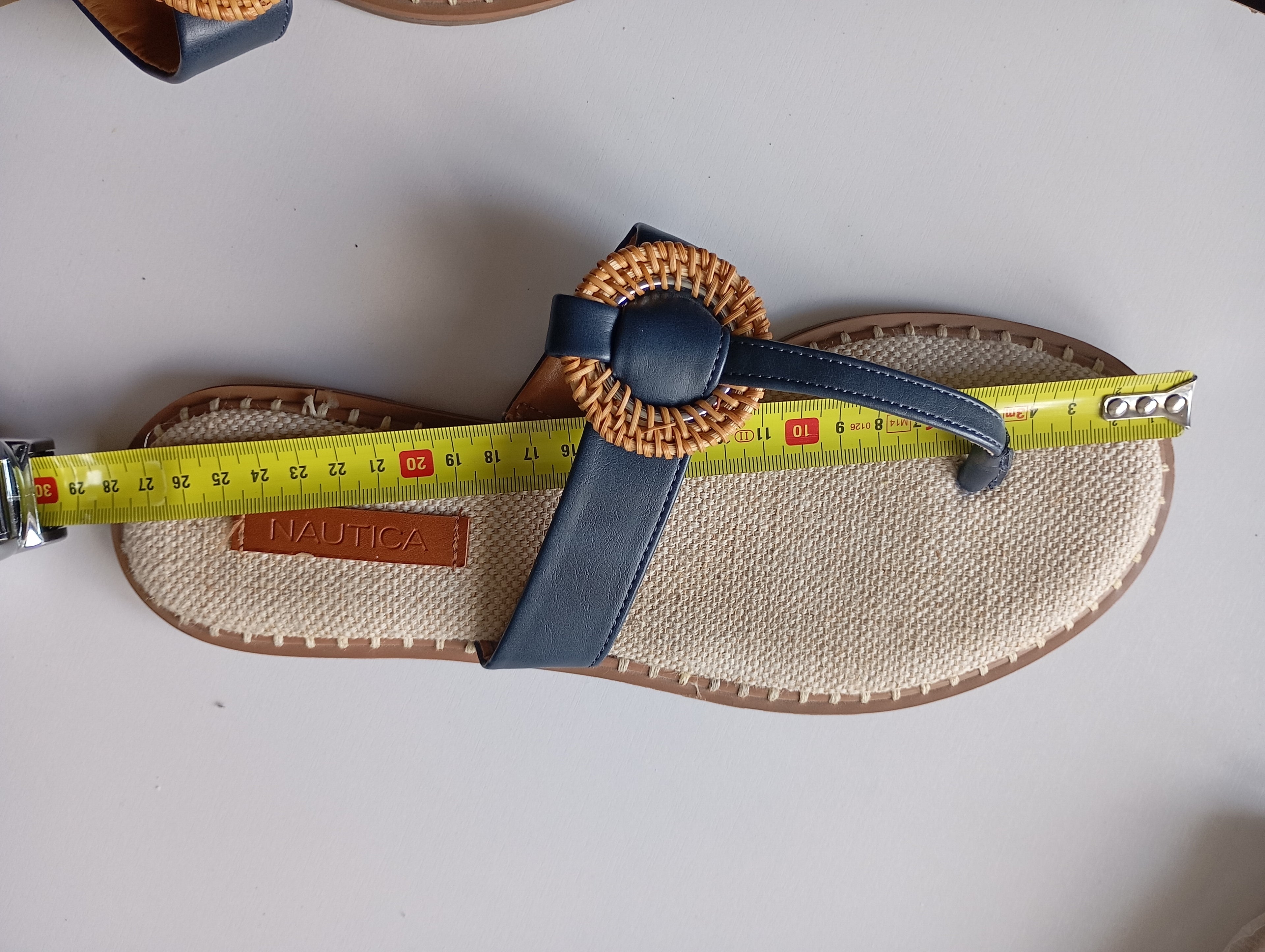 Tongs Nautica — Cuir Bleu Motif Marin — Taille 40/41