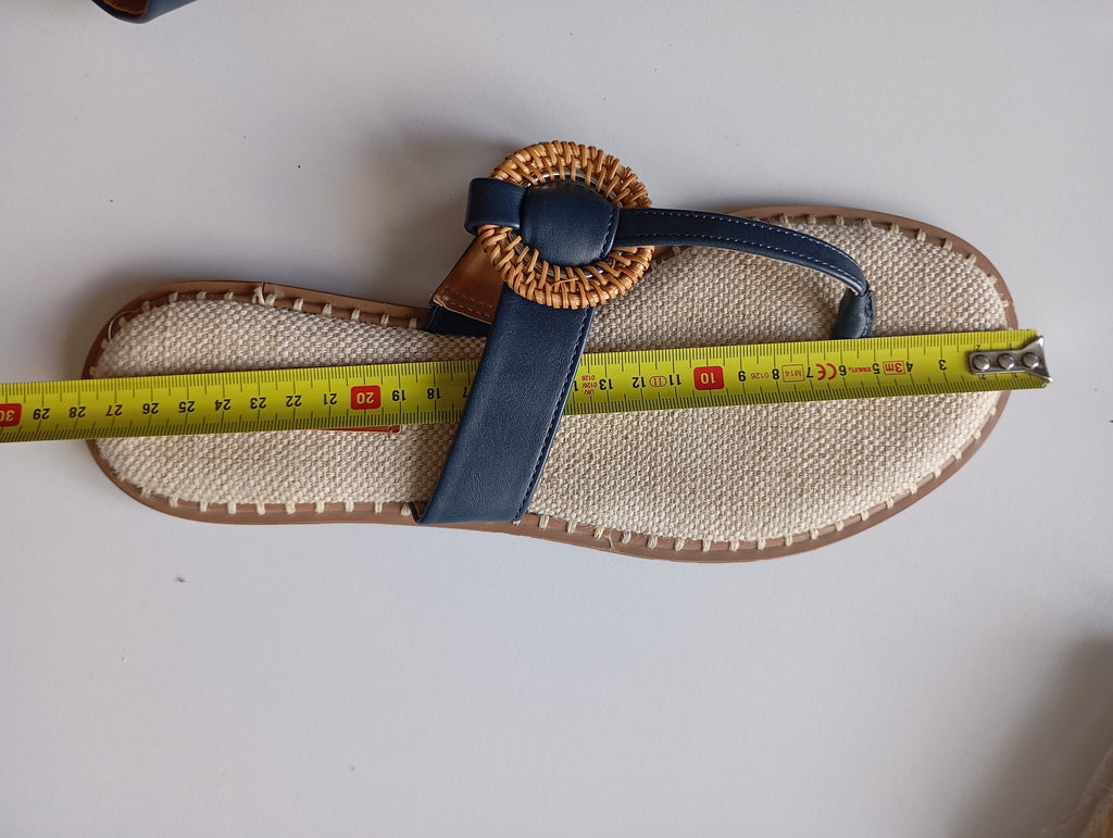 Tongs Nautica — Cuir Bleu Motif Marin — Taille 40/41