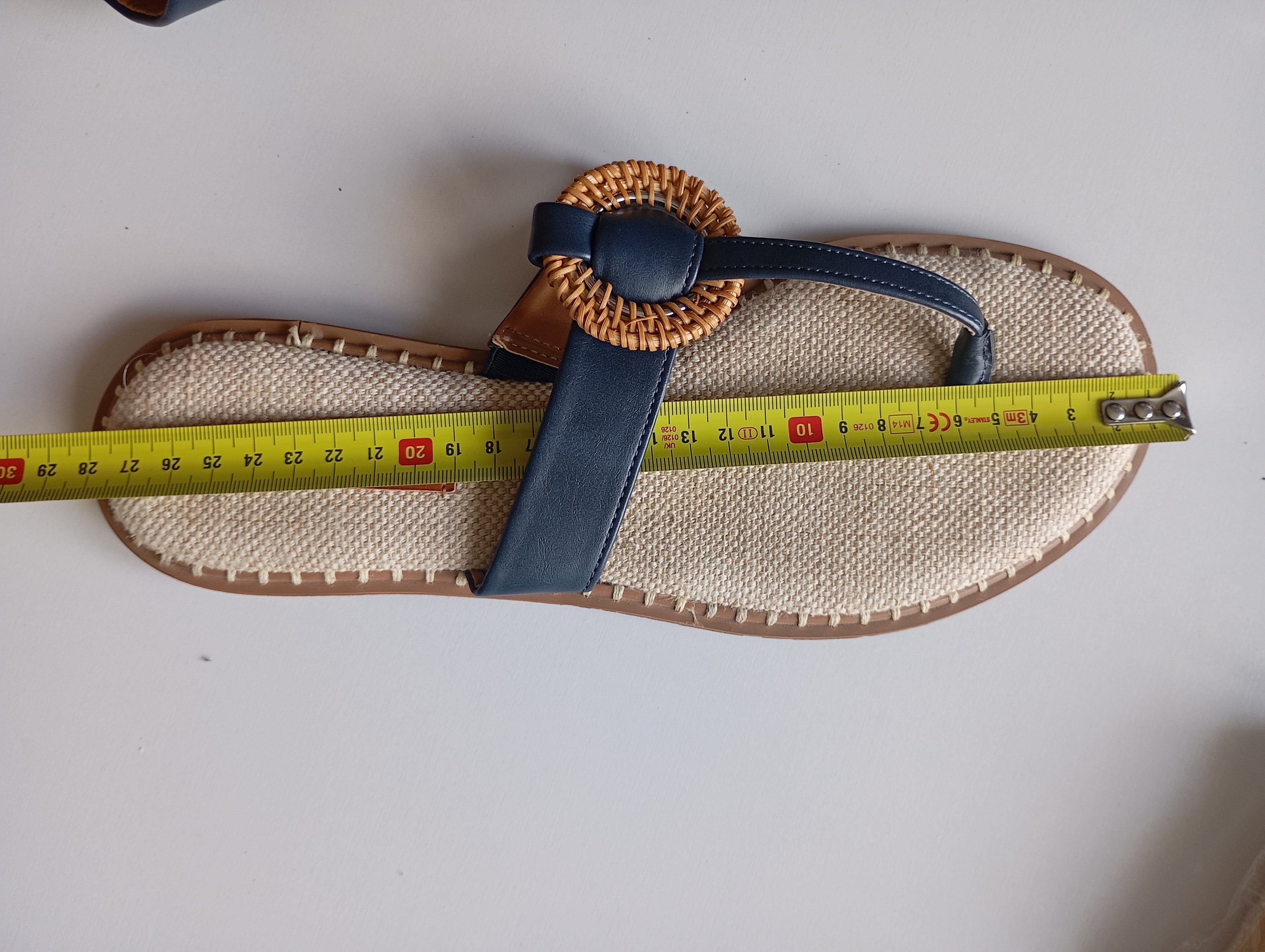 Tongs Nautica — Cuir Bleu Motif Marin — Taille 40/41