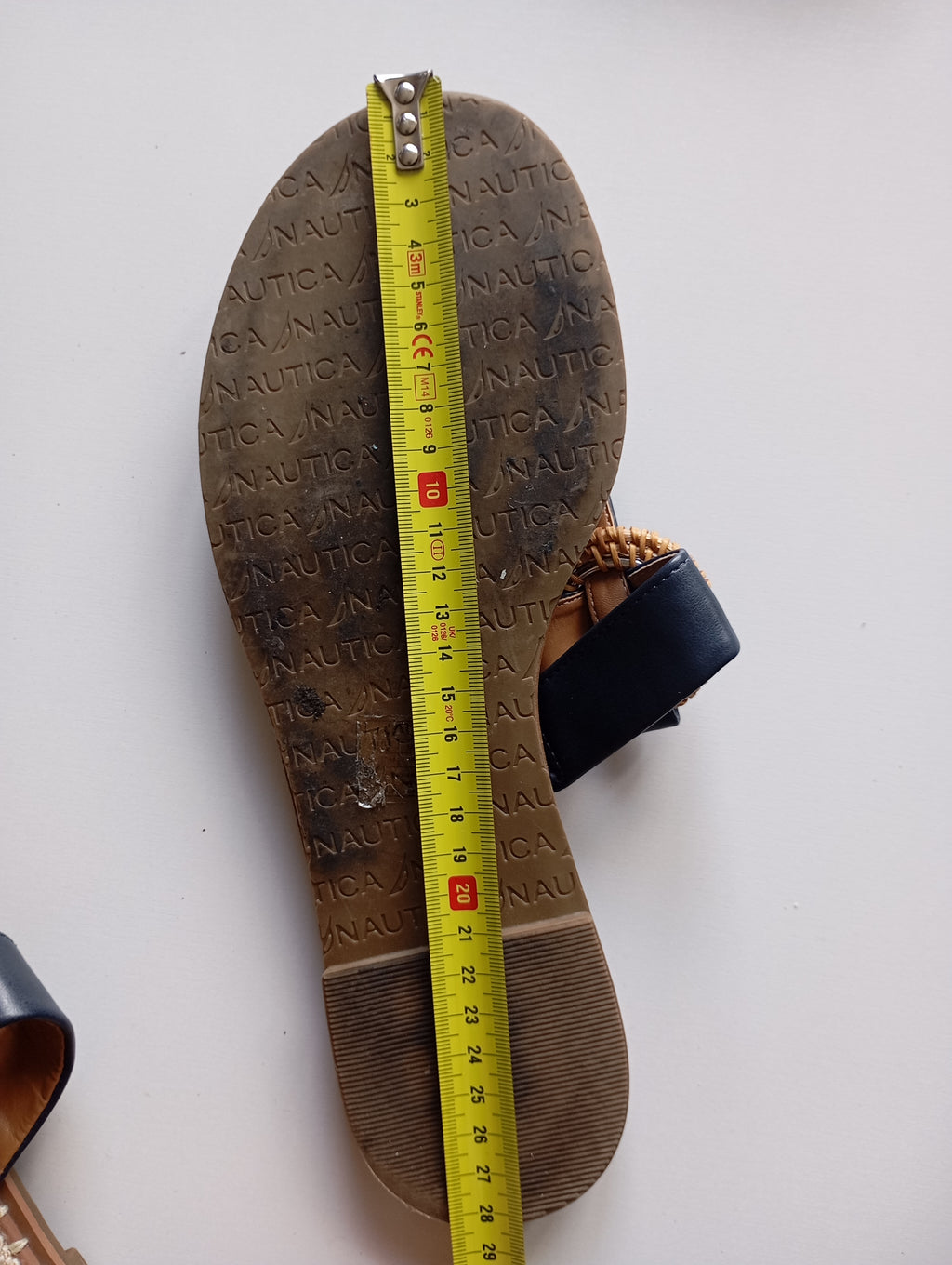 Tongs Nautica — Cuir Bleu Motif Marin — Taille 40/41