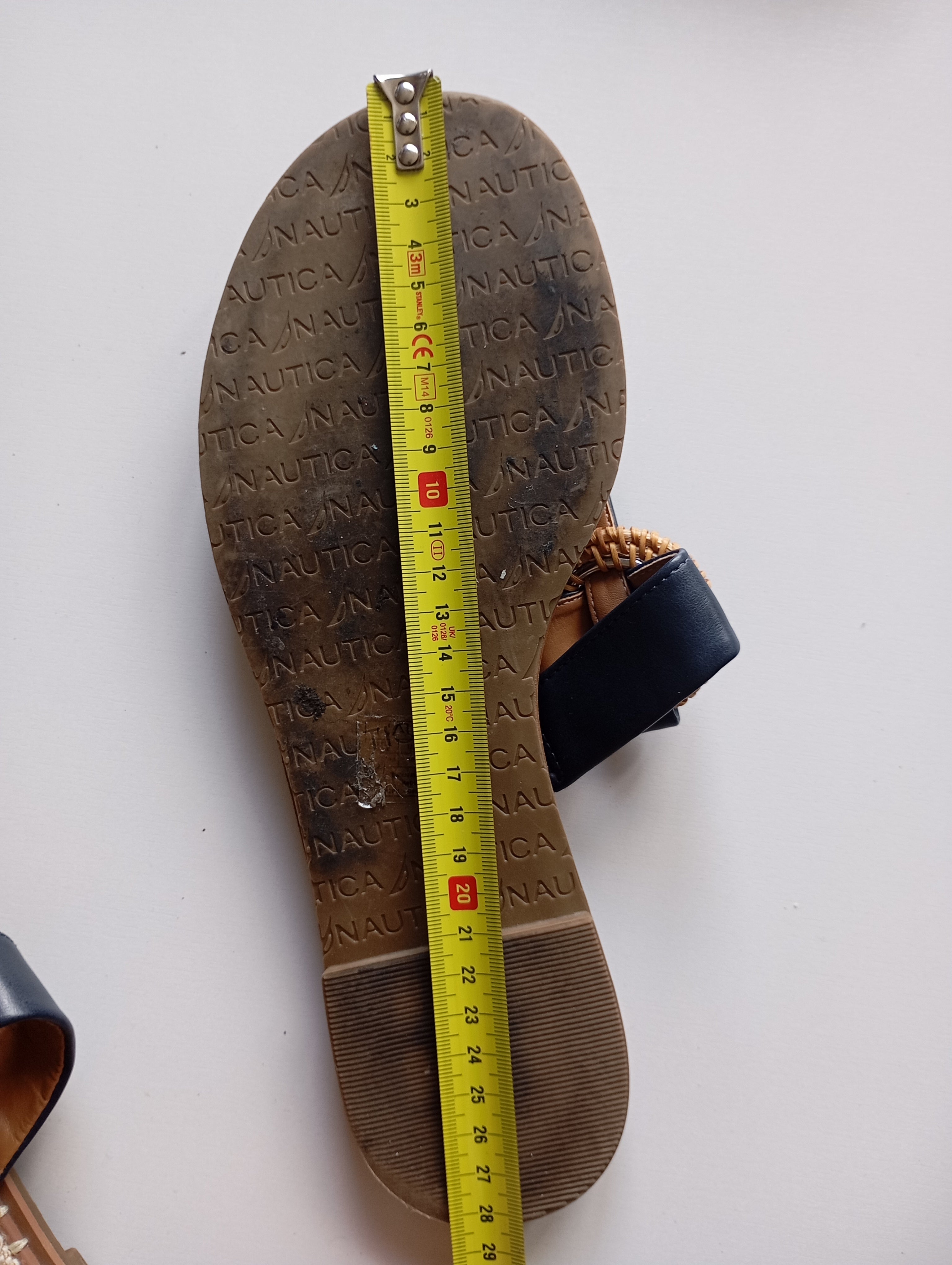 Tongs Nautica — Cuir Bleu Motif Marin — Taille 40/41