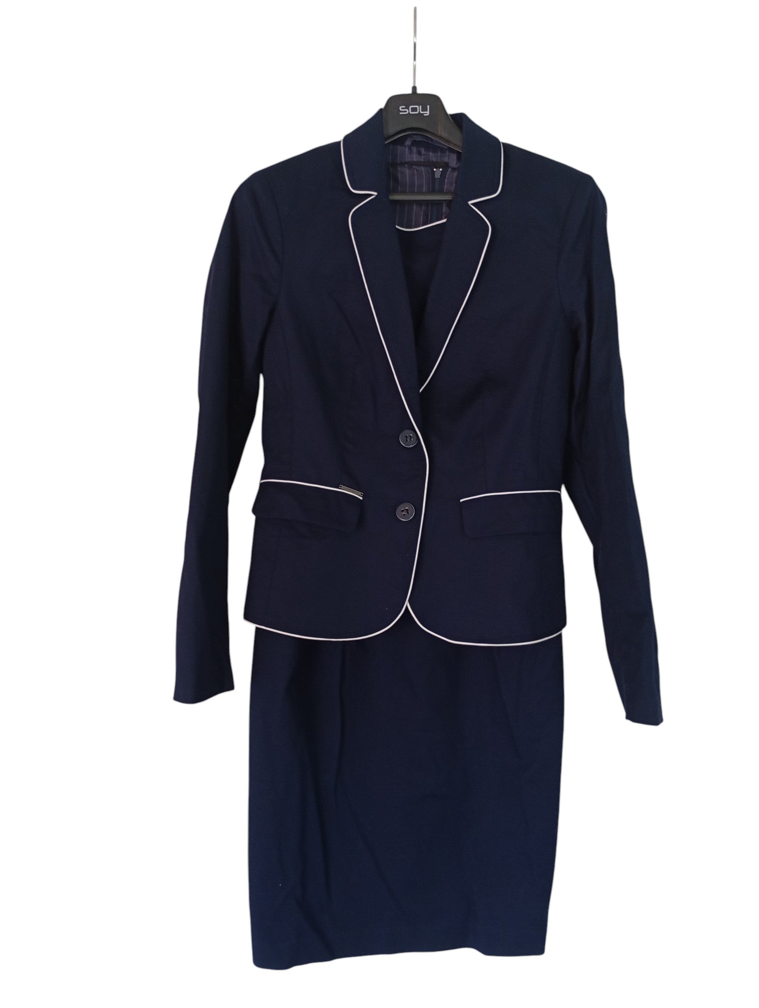 beau tailleur veste/robe f - Orsay taille S/m- marine et blanc en très bon état