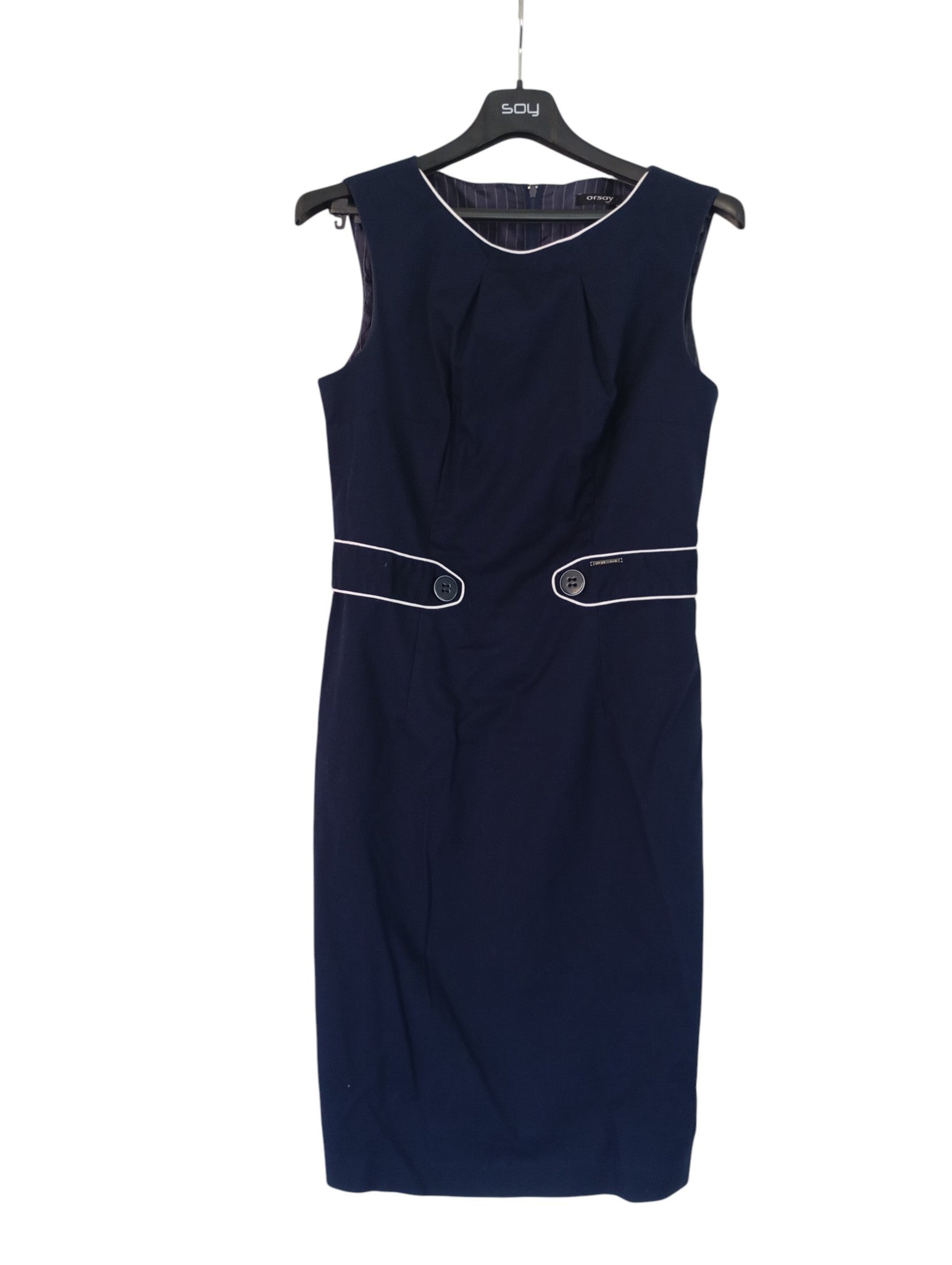 beau tailleur veste/robe f - Orsay taille S/m- marine et blanc en très bon état
