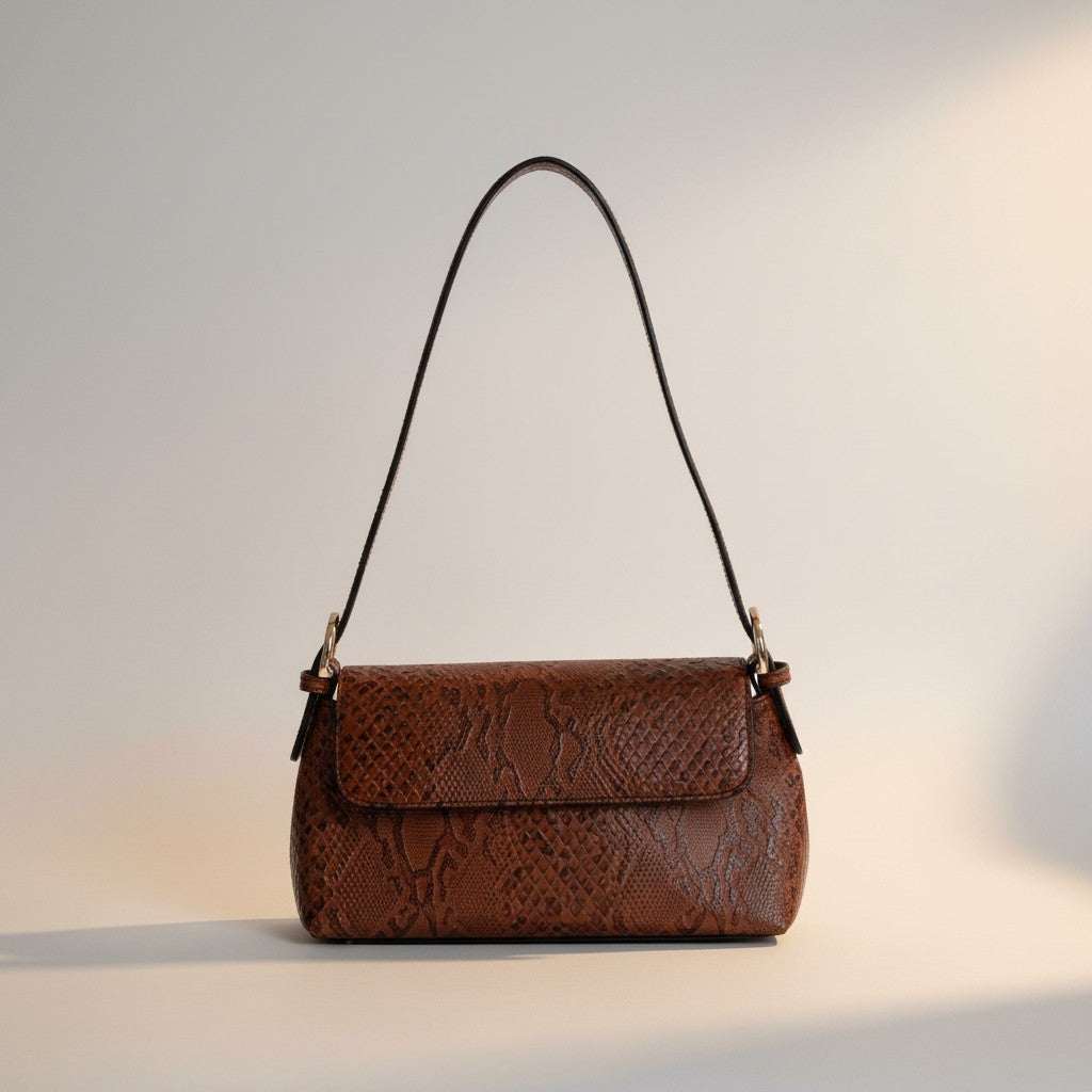 Nakedvice Melbourne — The Dani Snake Print Bag | Sac baguette cuir python Y2K
