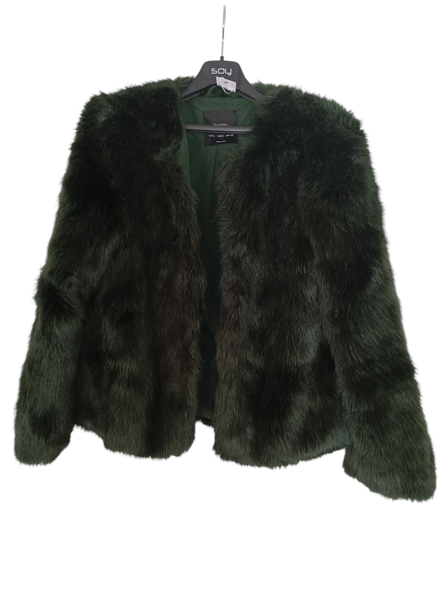 Veste fausse fourrure vert sapin — Bershka — Taille S — Super état