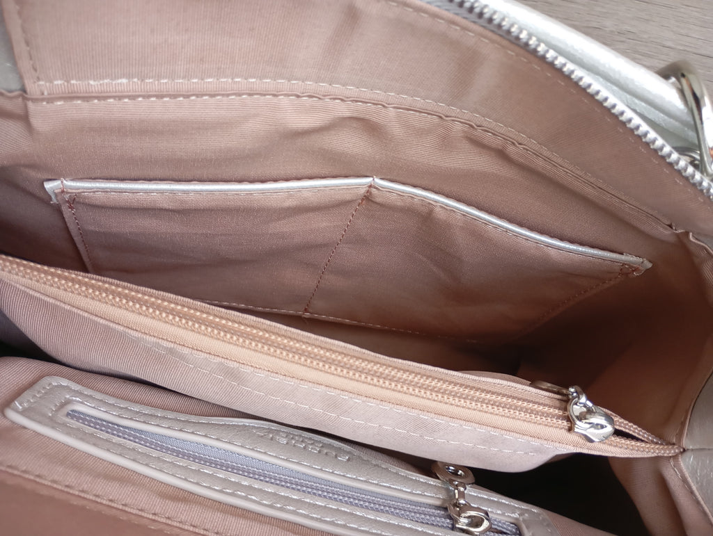 Sac Porté Main Tressé Argenté Fuchsia – Bandoulière Amovible | Neuf | Seconde Main