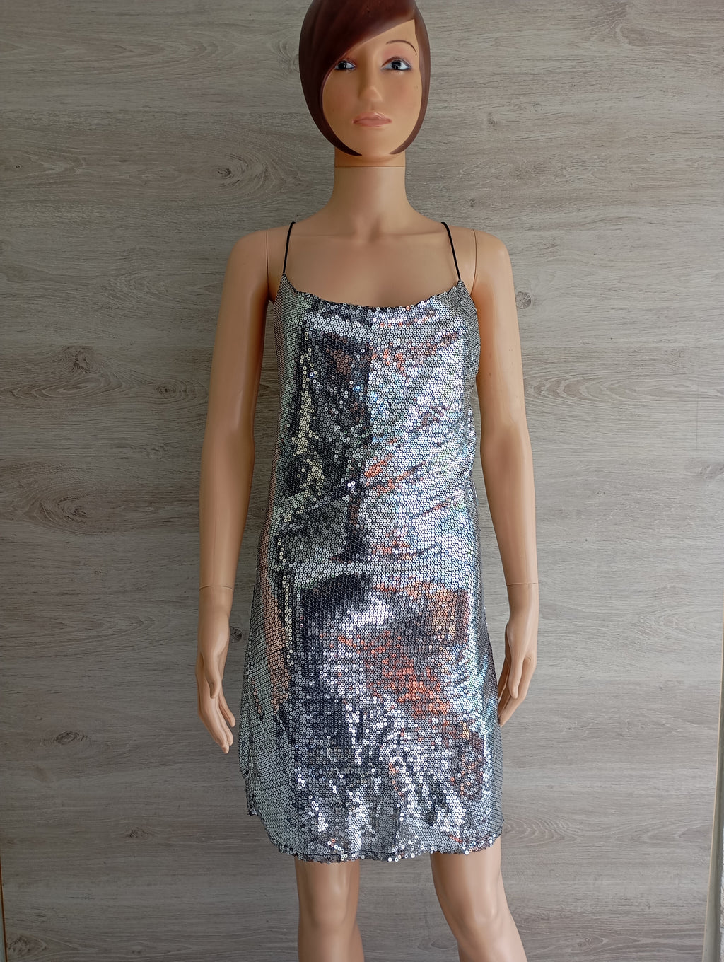 Robe Mini Sequins Argentés Mango – Bretelles Fines | Taille S | Seconde Main