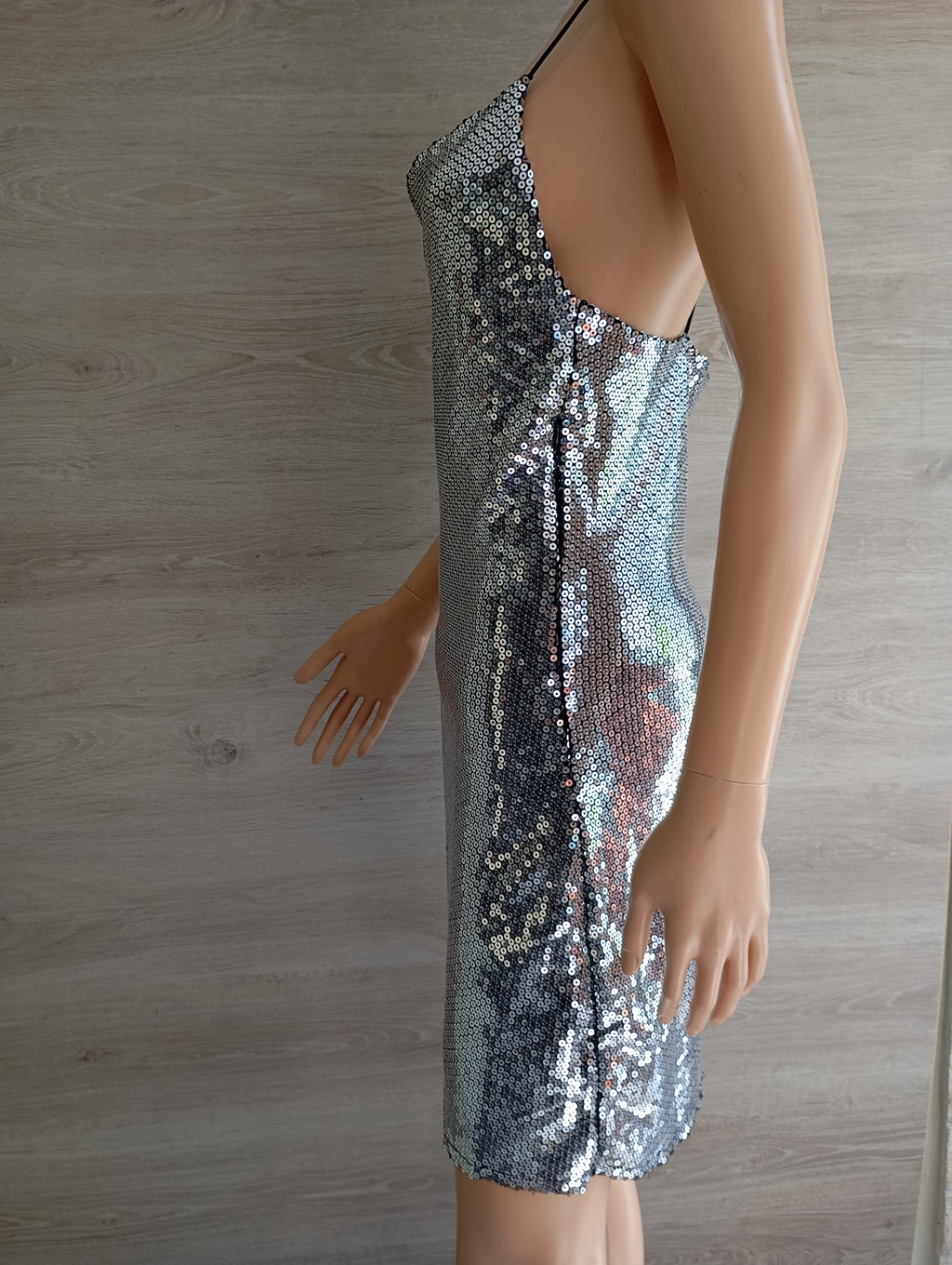 Robe Mini Sequins Argentés Mango – Bretelles Fines | Taille S | Seconde Main