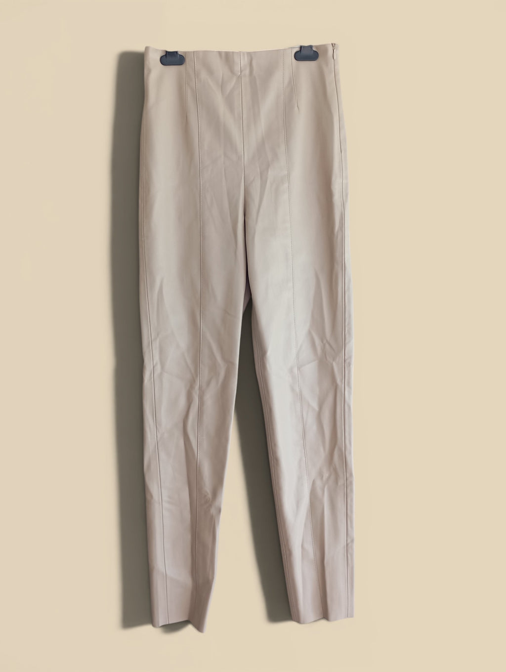 Pantalon Skinny Similicuir Zara Hi-Rise – Beige – Taille S