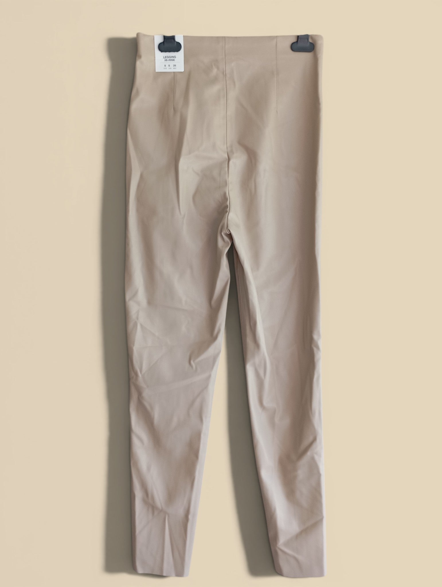 Pantalon Skinny Similicuir Zara Hi-Rise – Beige – Taille S
