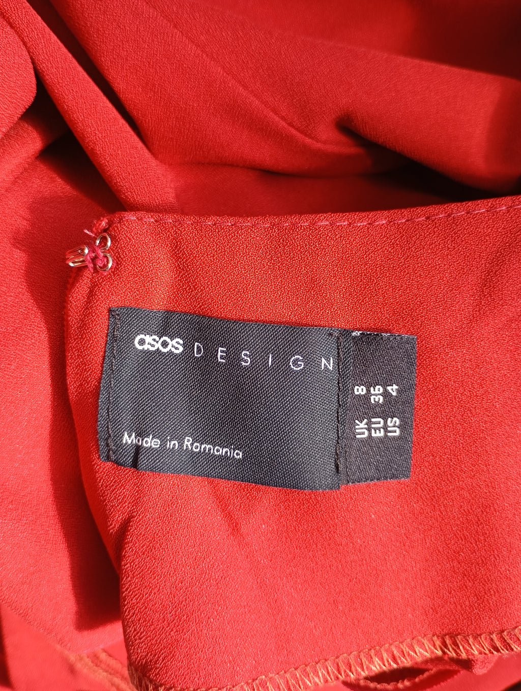 Robe ASOS Rouge Brique Drapée – Manches Longues – Taille 36