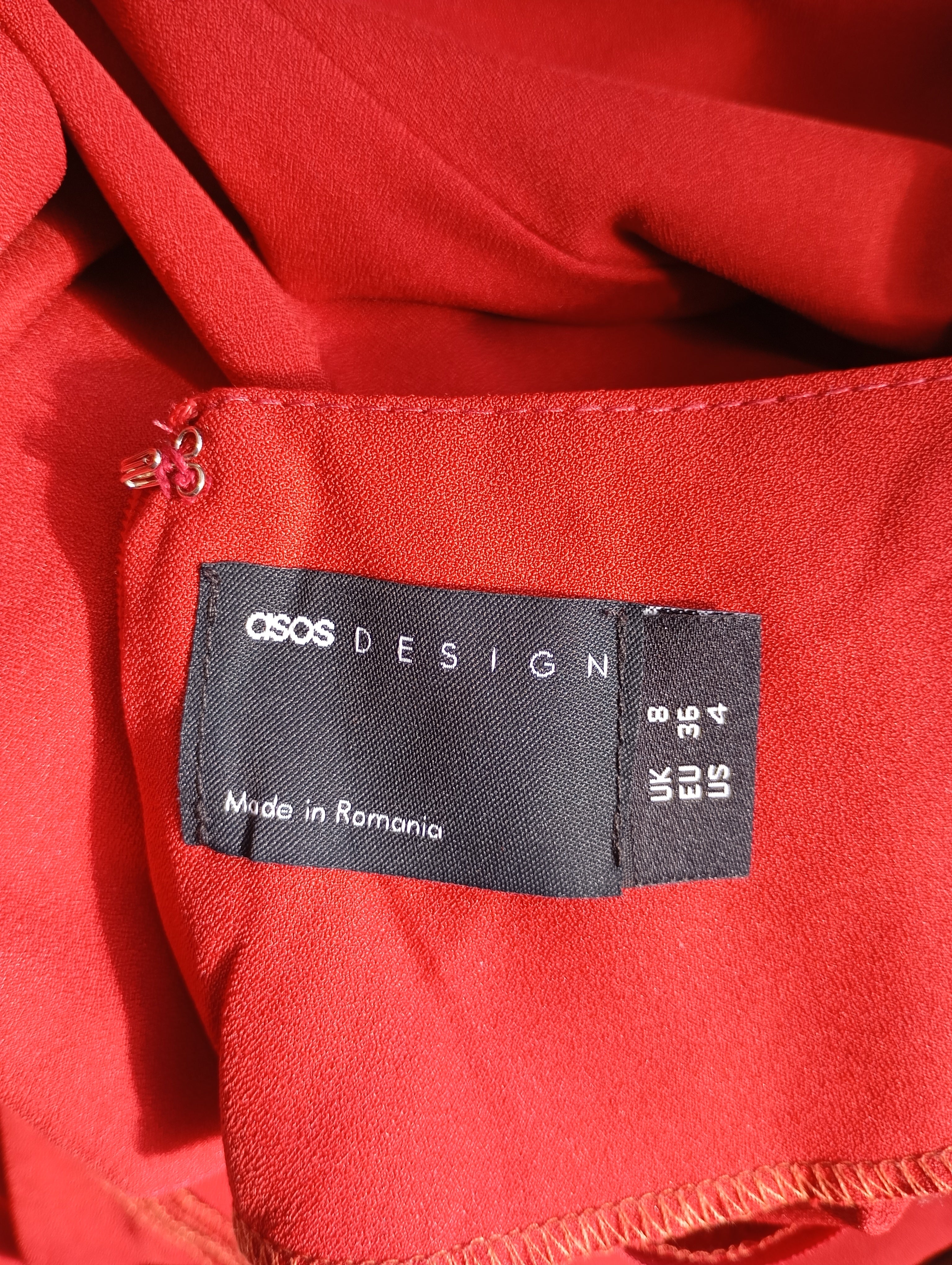 Robe ASOS Rouge Brique Drapée – Manches Longues – Taille 36