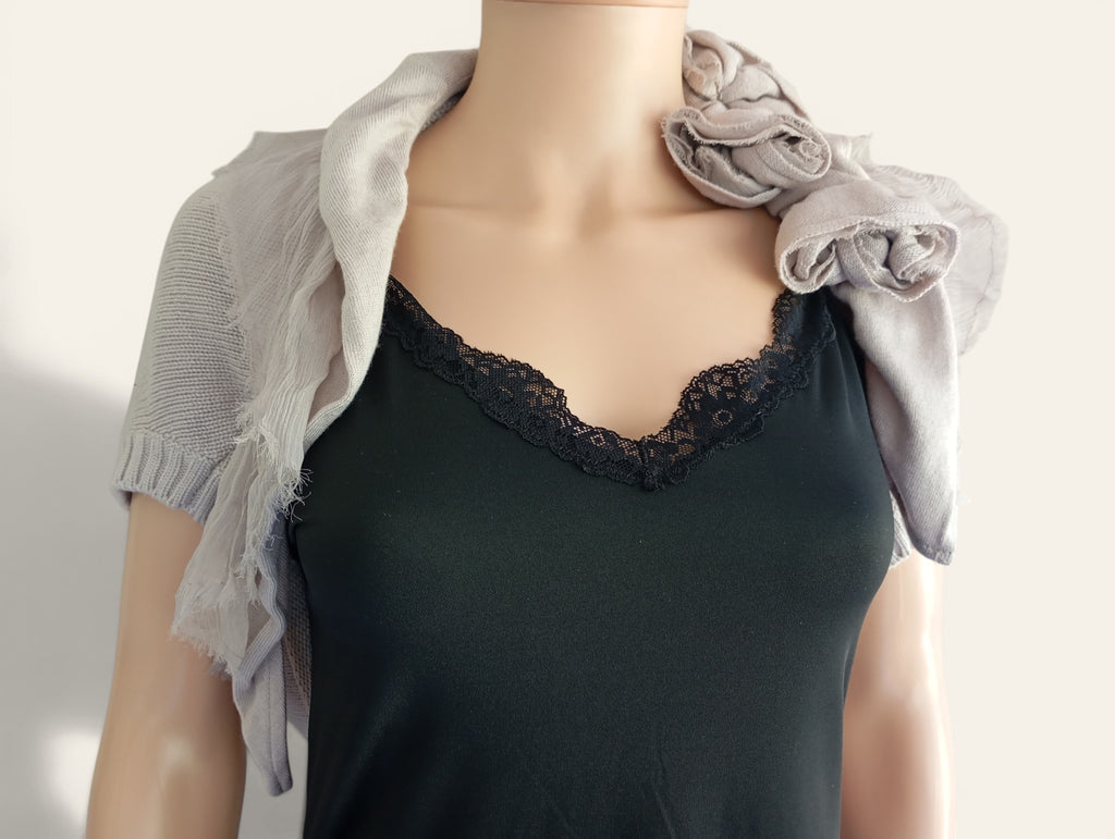 Boléro Patrizia Pepe – Gris Perle | Rosette | Taille 1