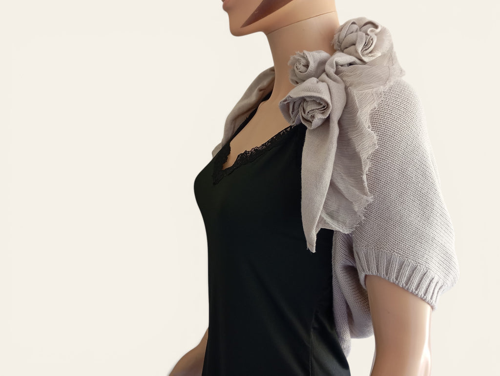 Boléro Patrizia Pepe – Gris Perle | Rosette | Taille 1