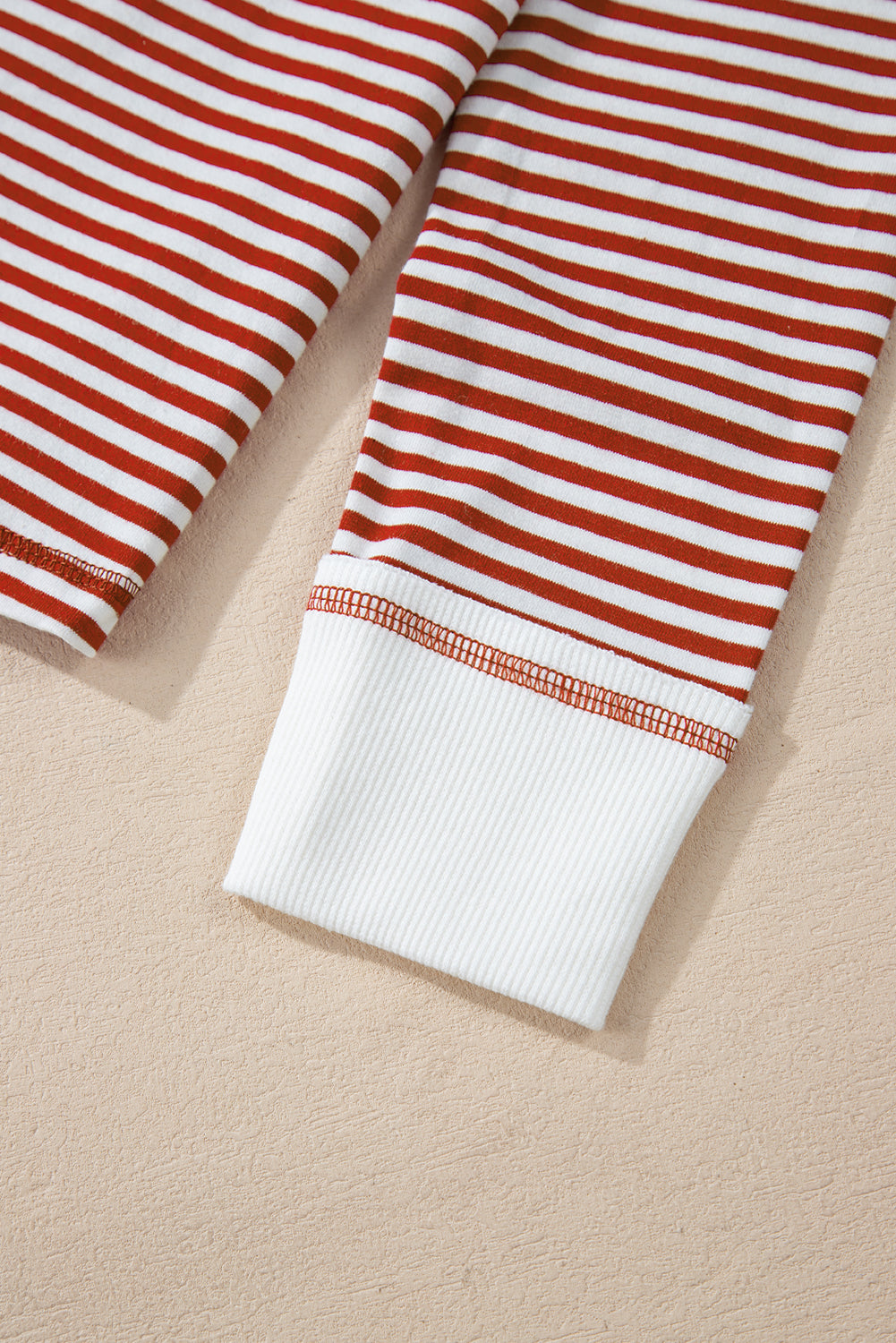 Ensemble loungewear rayures rouges — Top boutonné col en V & pantalon à nœud