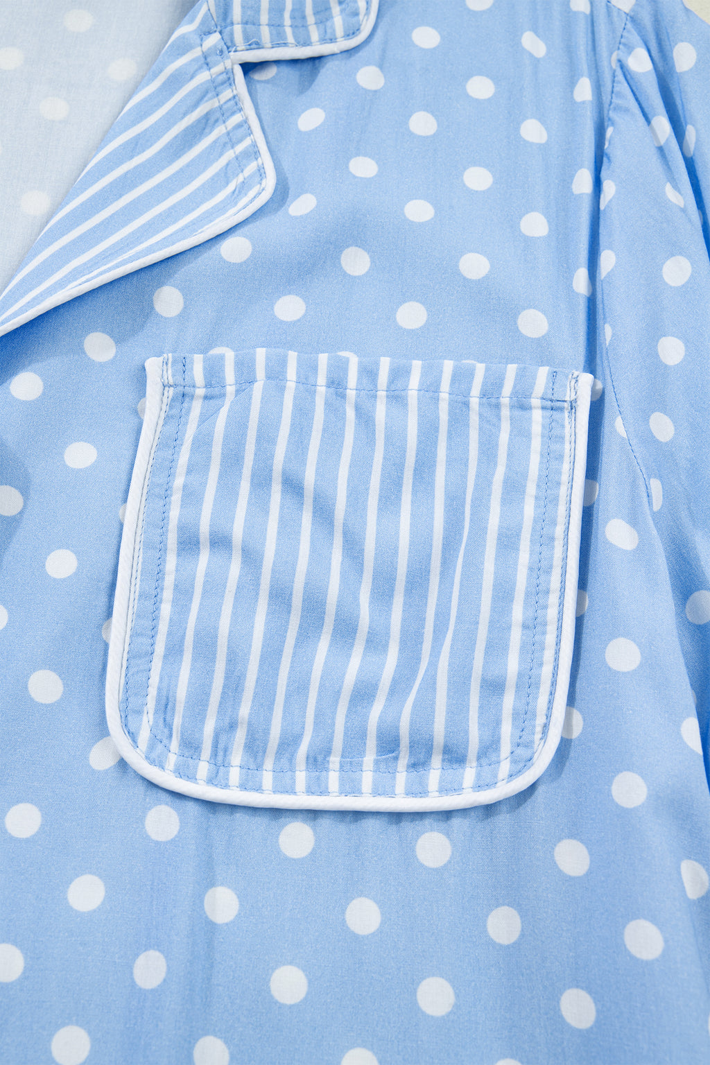 Ensemble pyjama court à pois bleu ciel