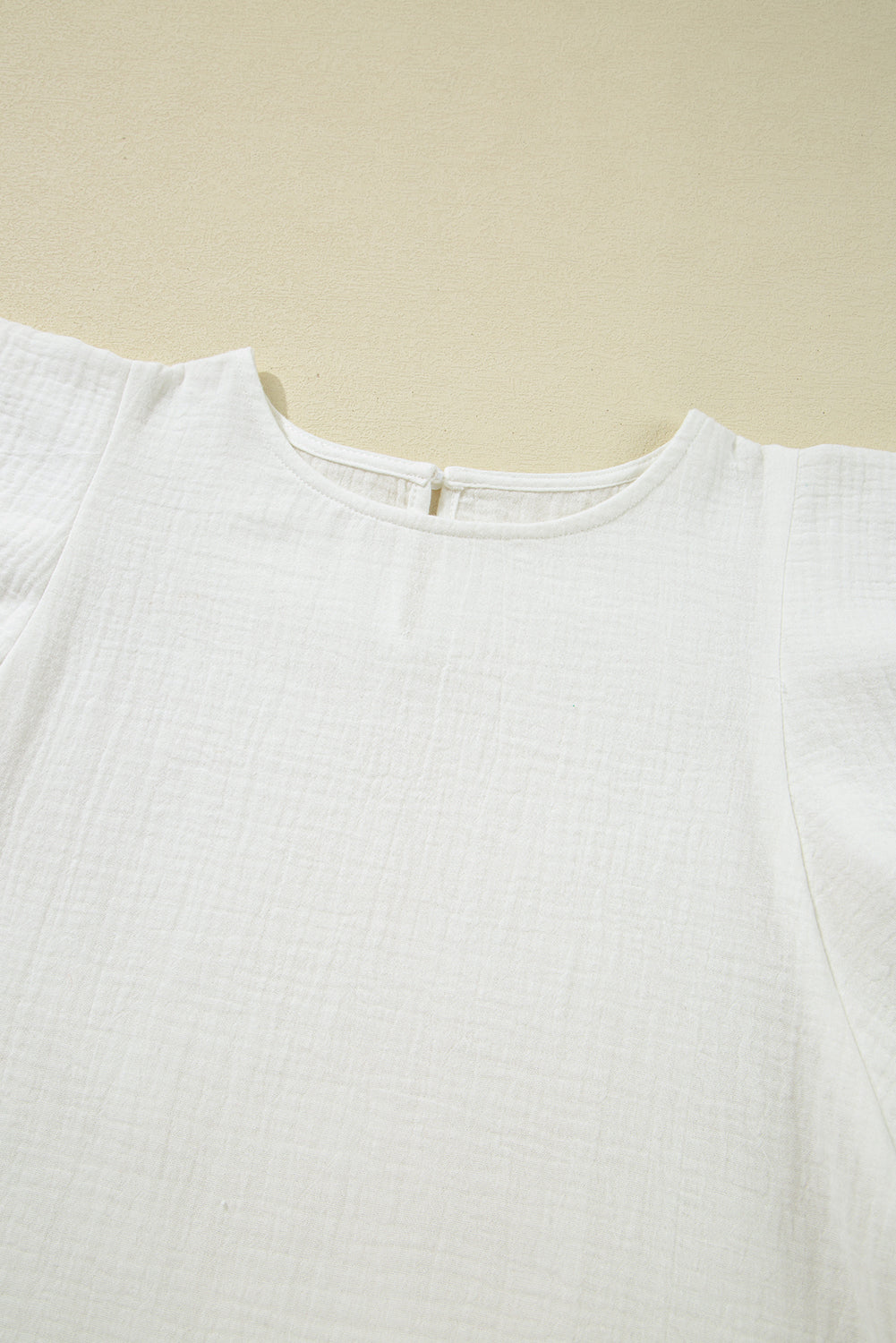 Blouse Blanche Froissée à Volants Superposés