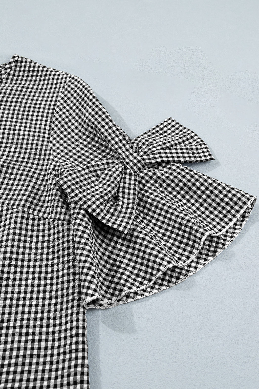 Pull Grande Taille à Carreaux — Nœud Décoratif & Manches Cloche