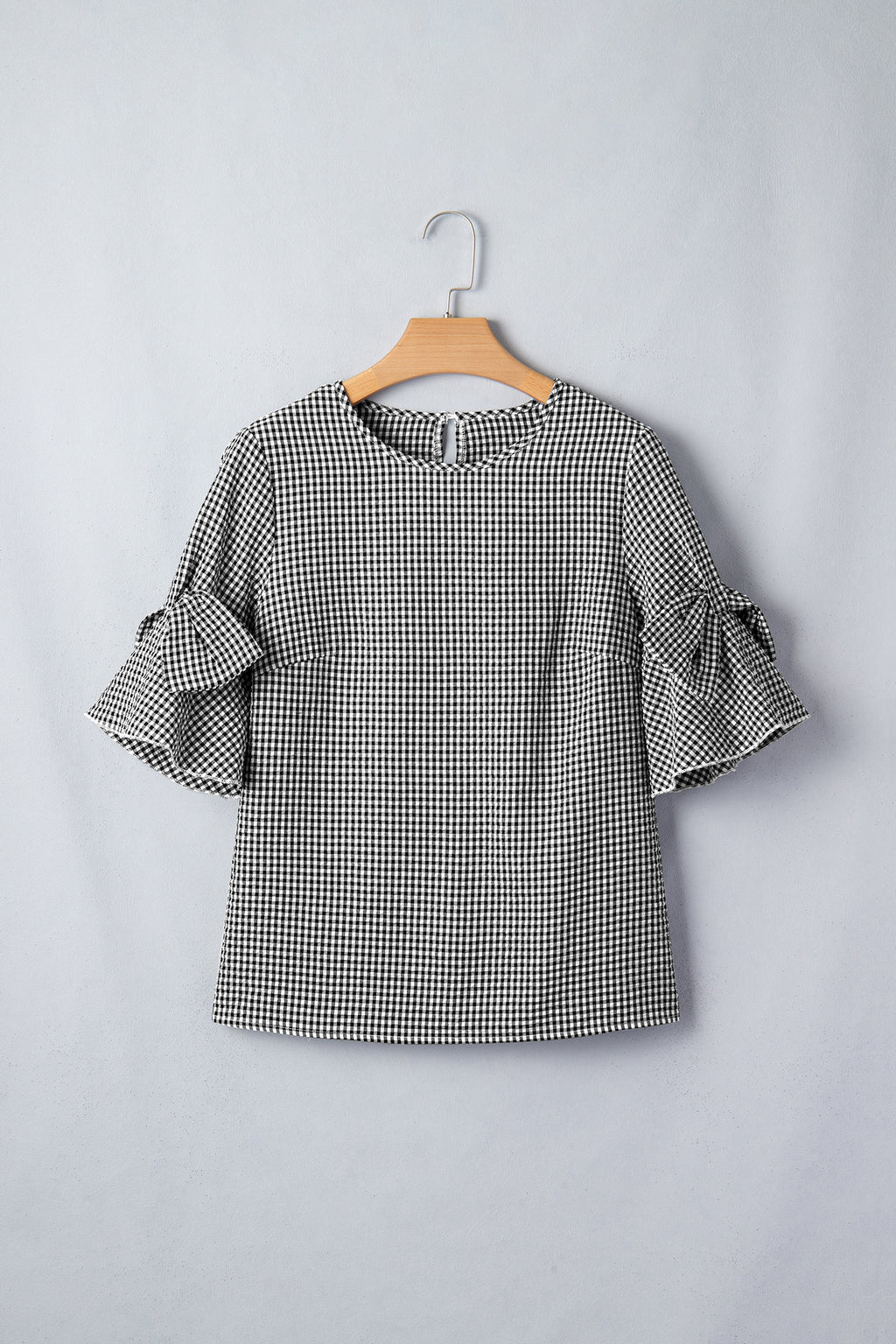 Pull Grande Taille à Carreaux — Nœud Décoratif & Manches Cloche