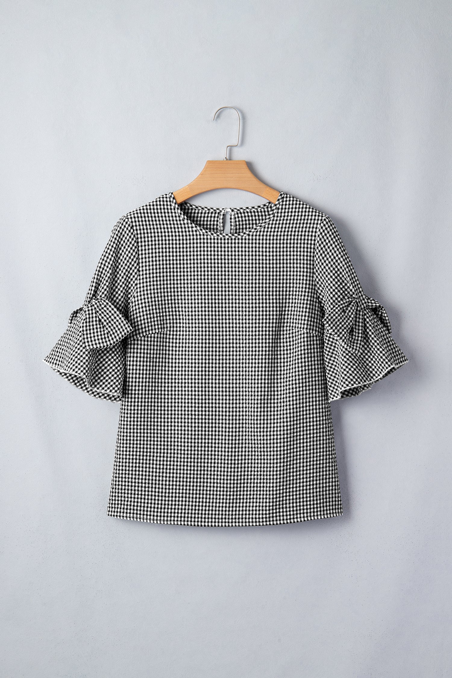 Pull Grande Taille à Carreaux — Nœud Décoratif & Manches Cloche