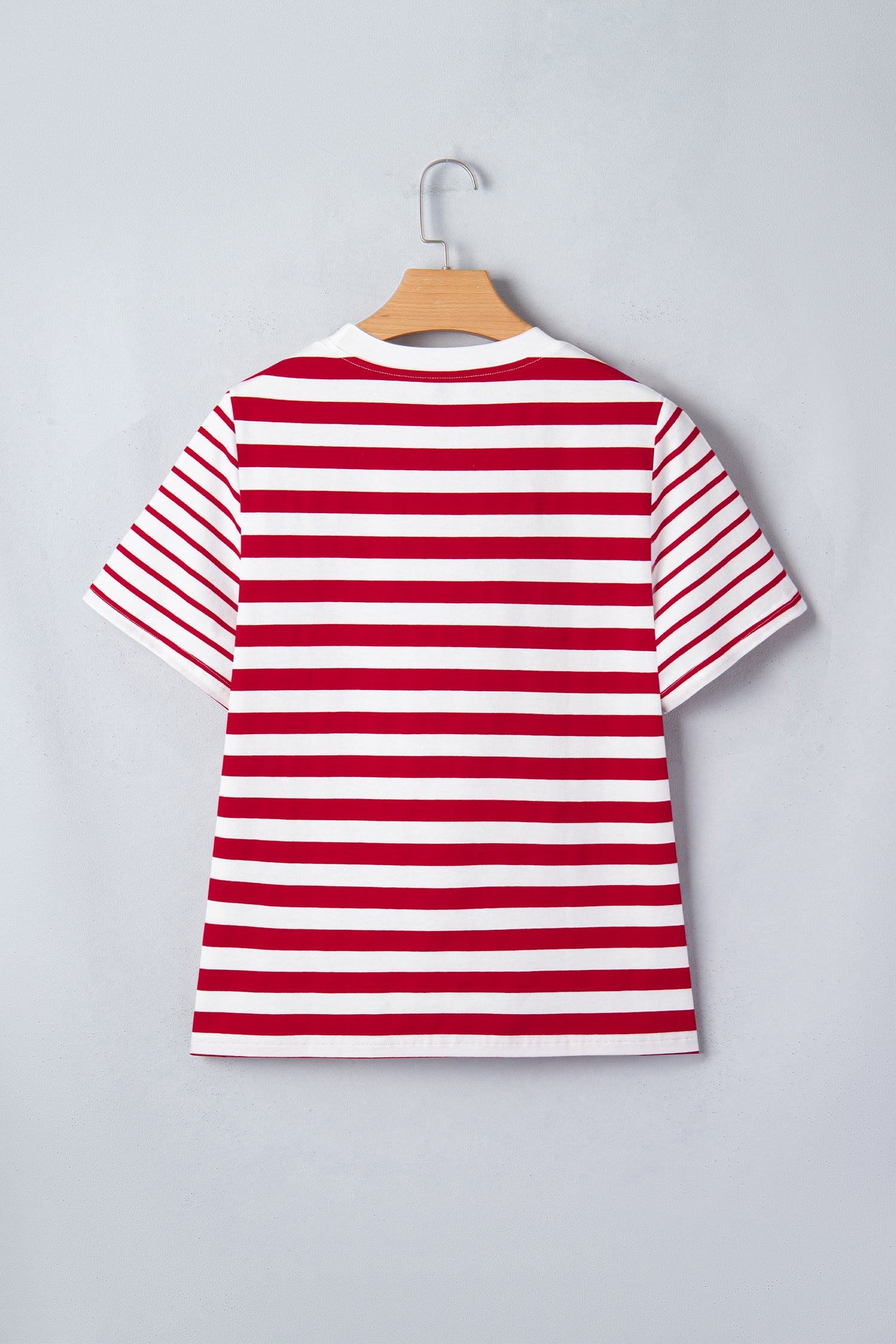 T-shirt rayures rouges patchwork col rond