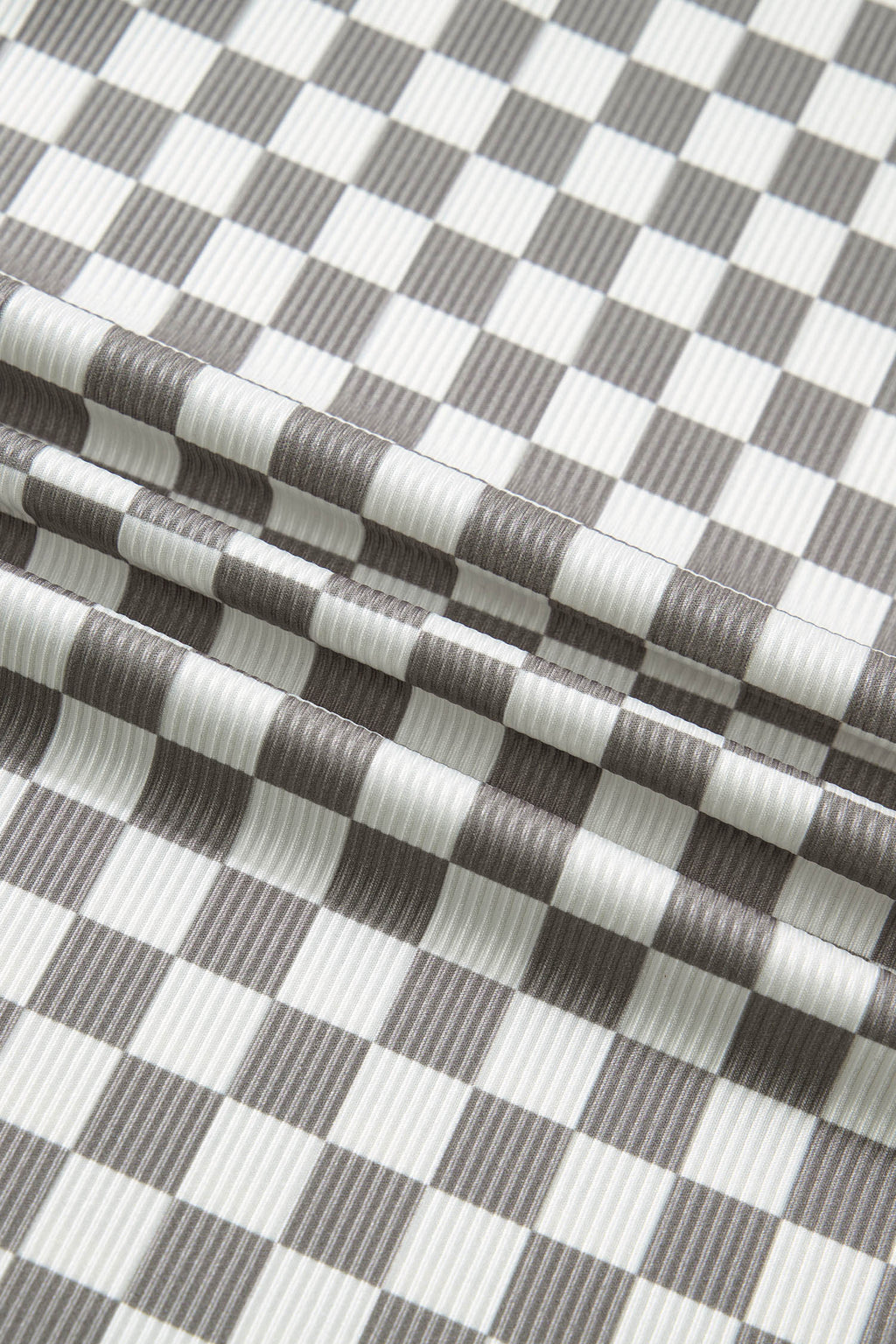 Débardeur court texturé à carreaux gris — Col licou & matière stretch