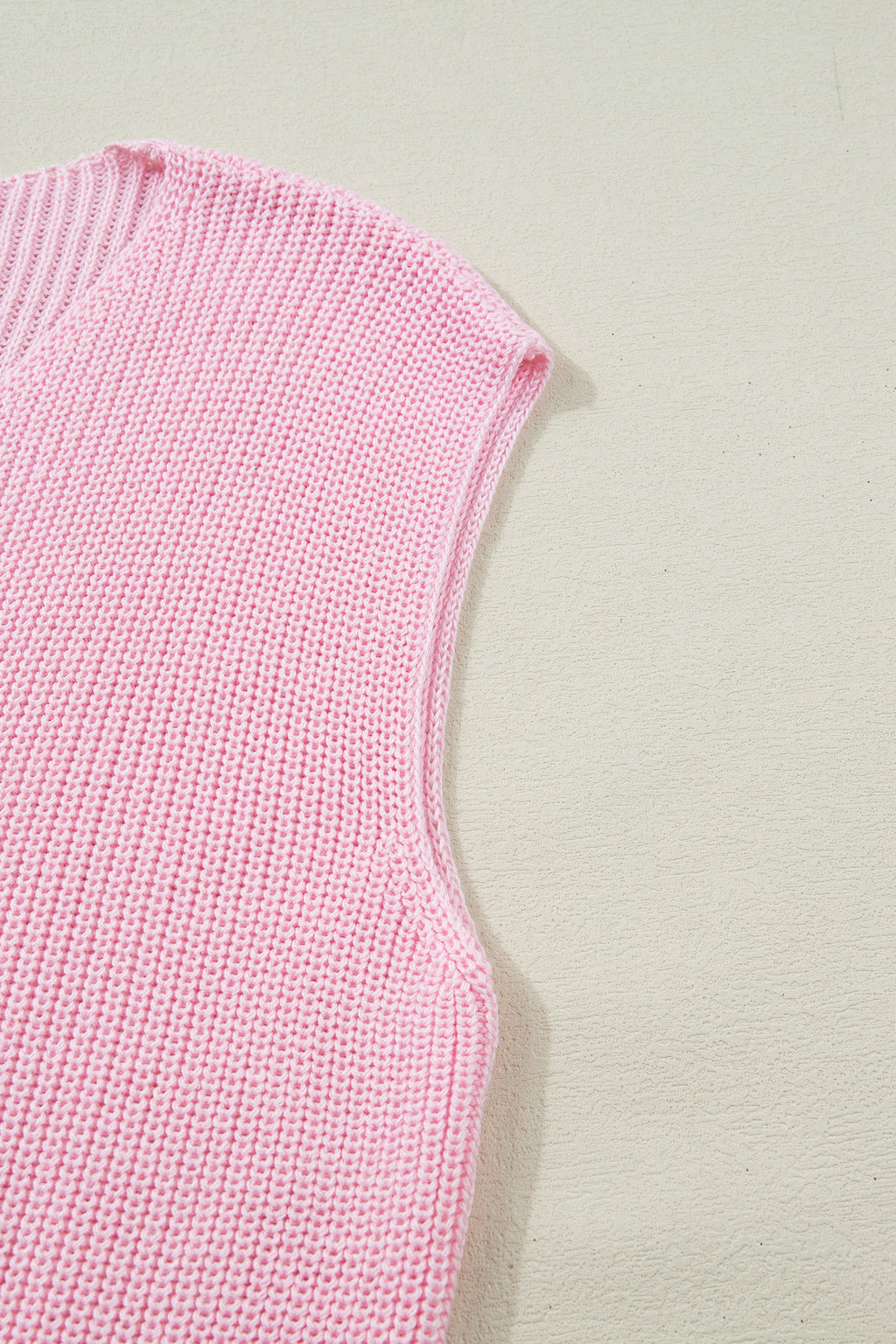 Gilet Sans Manches Rose – Col en V, Boutons & Poches