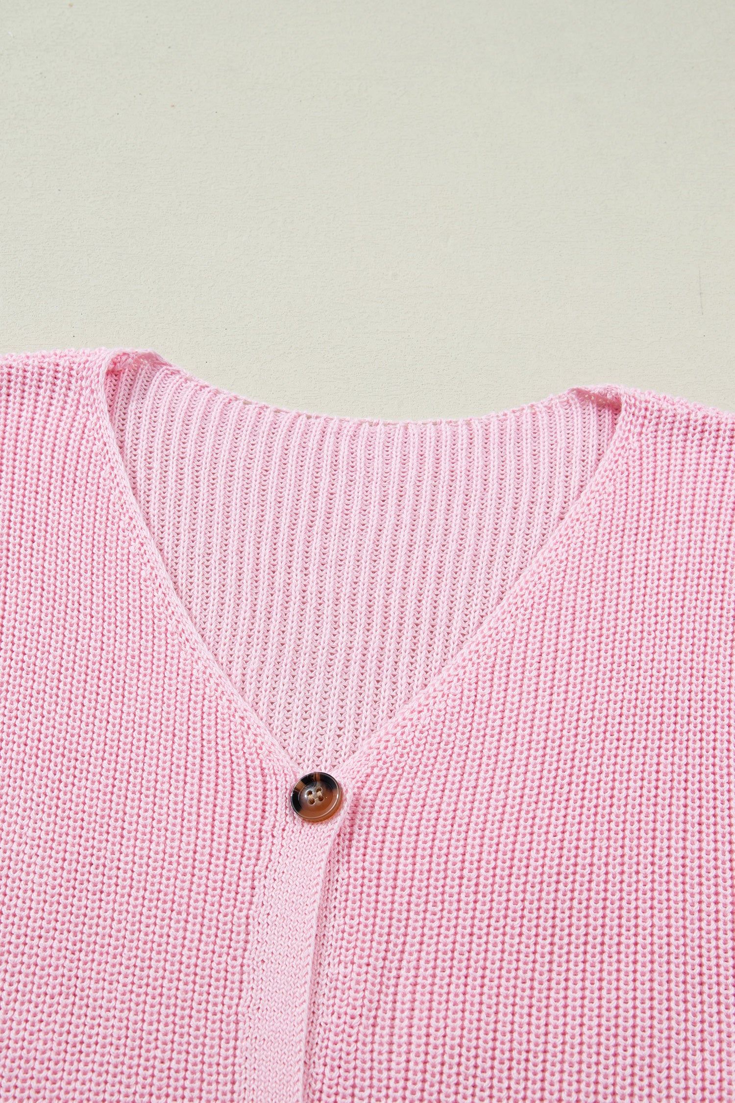 Gilet Sans Manches Rose – Col en V, Boutons & Poches