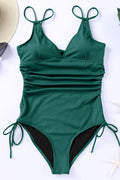 Maillot de bain une pièce vert — Maille côtelée & bretelles réglables