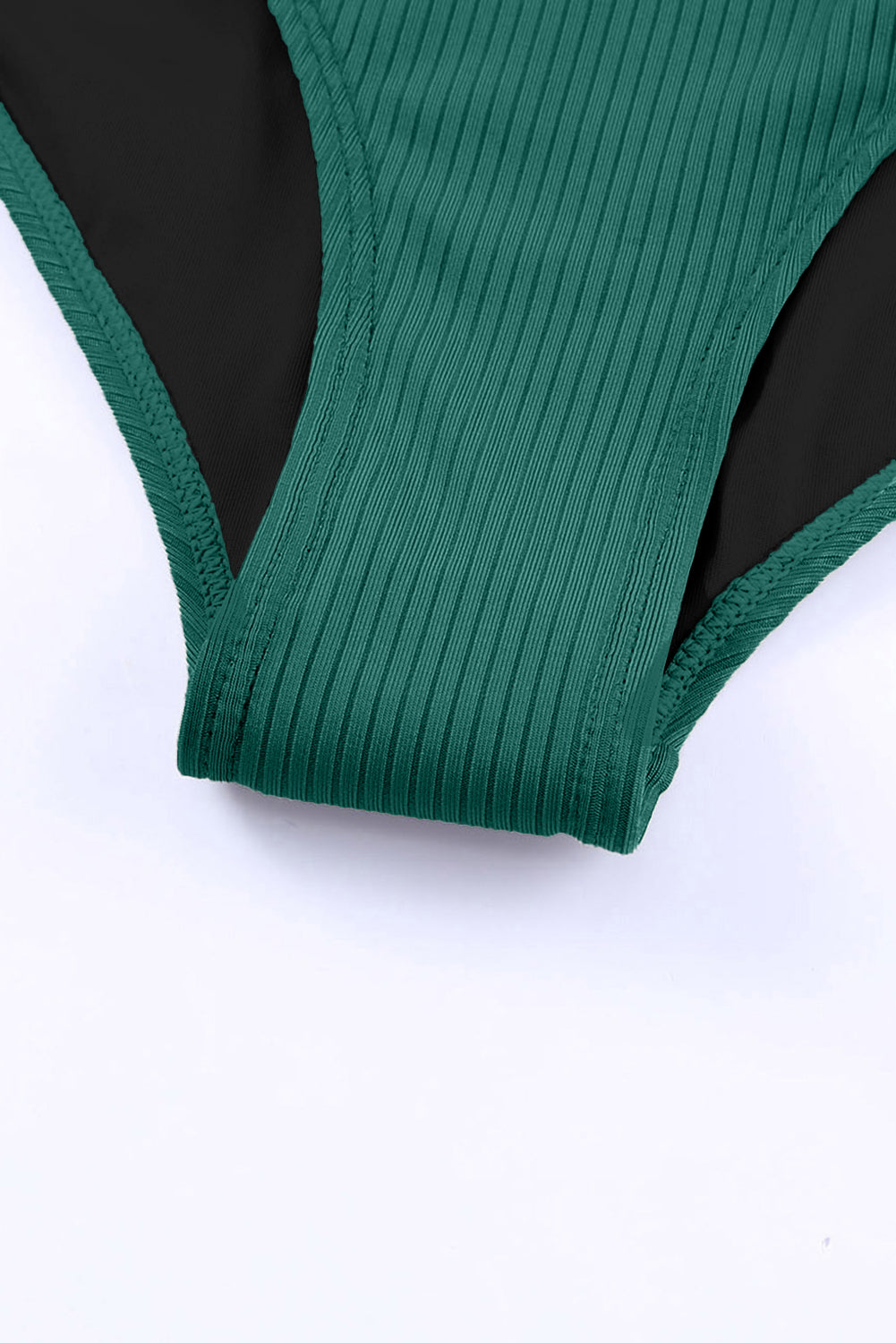 Maillot de bain une pièce vert — Maille côtelée & bretelles réglables