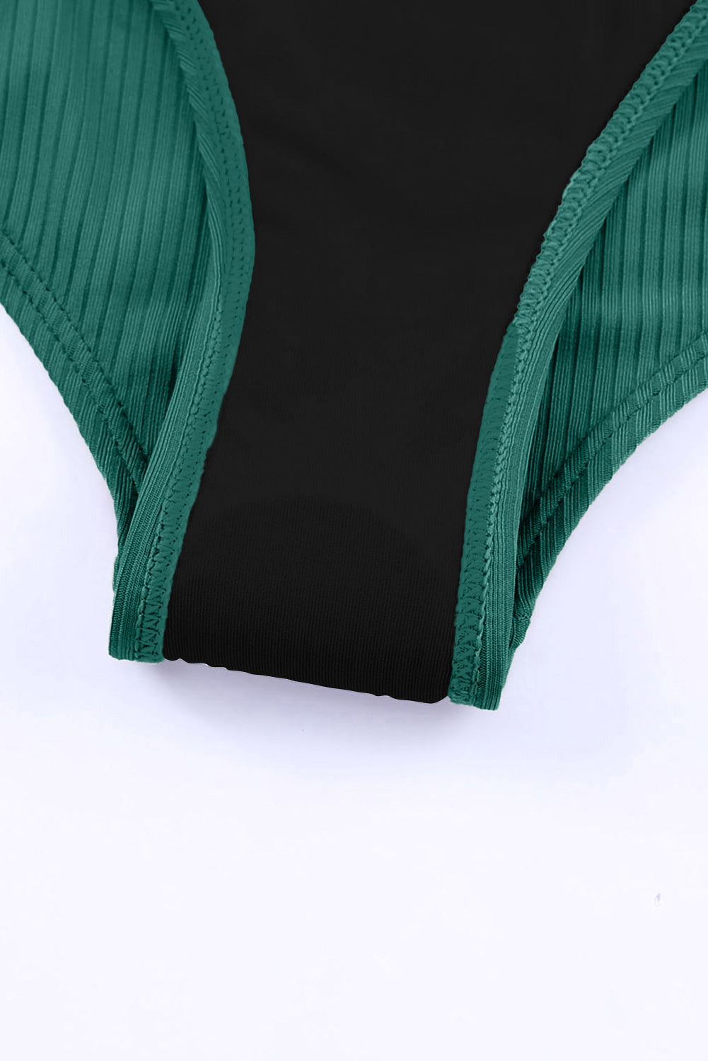Maillot de bain une pièce vert — Maille côtelée & bretelles réglables