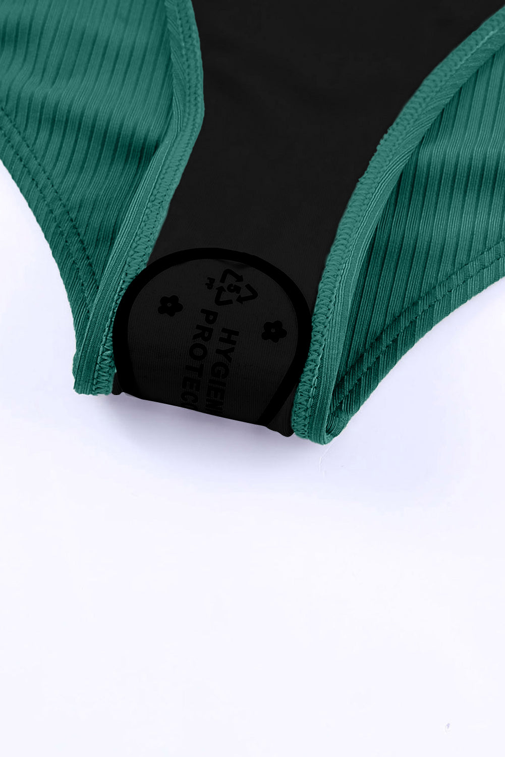 Maillot de bain une pièce vert — Maille côtelée & bretelles réglables
