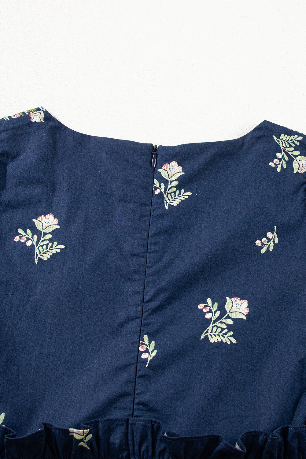 Robe Babydoll Bleue – Imprimé Floral & Manches Longues Bouffantes