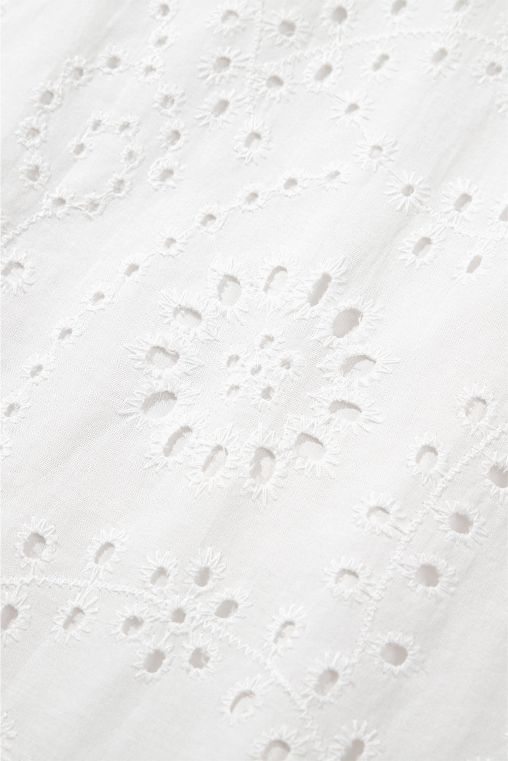 Robe Droite Blanche à Broderie Anglaise Ajourée Sans Manches